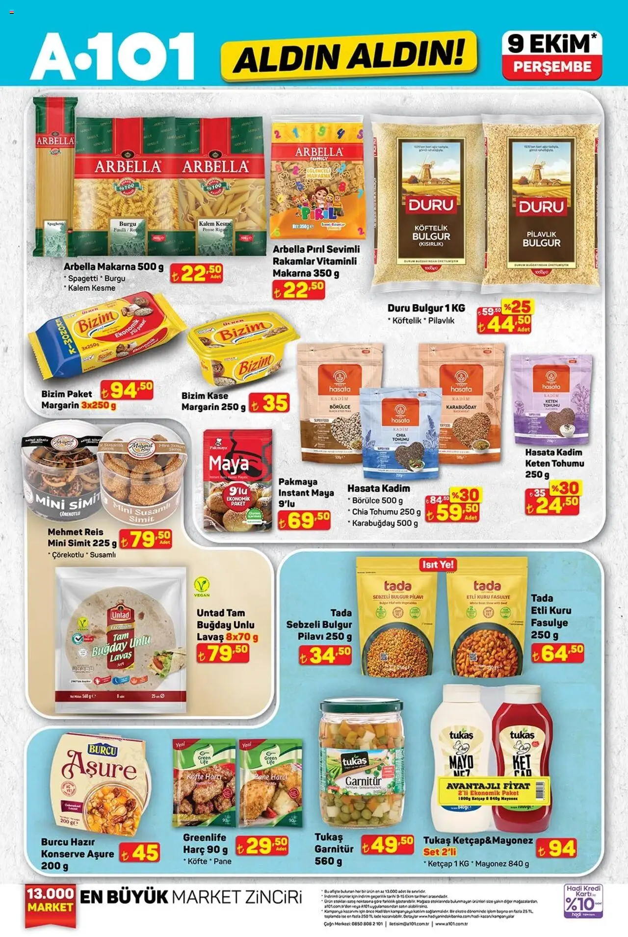A101 Katalog Aldın Aldın - 09.10.2025 tarihinden itibaren geçerlidir | Sayfa: 2 | Ürünler: Kuru fasulye, Fasulye, Simit, Keten Tohumu