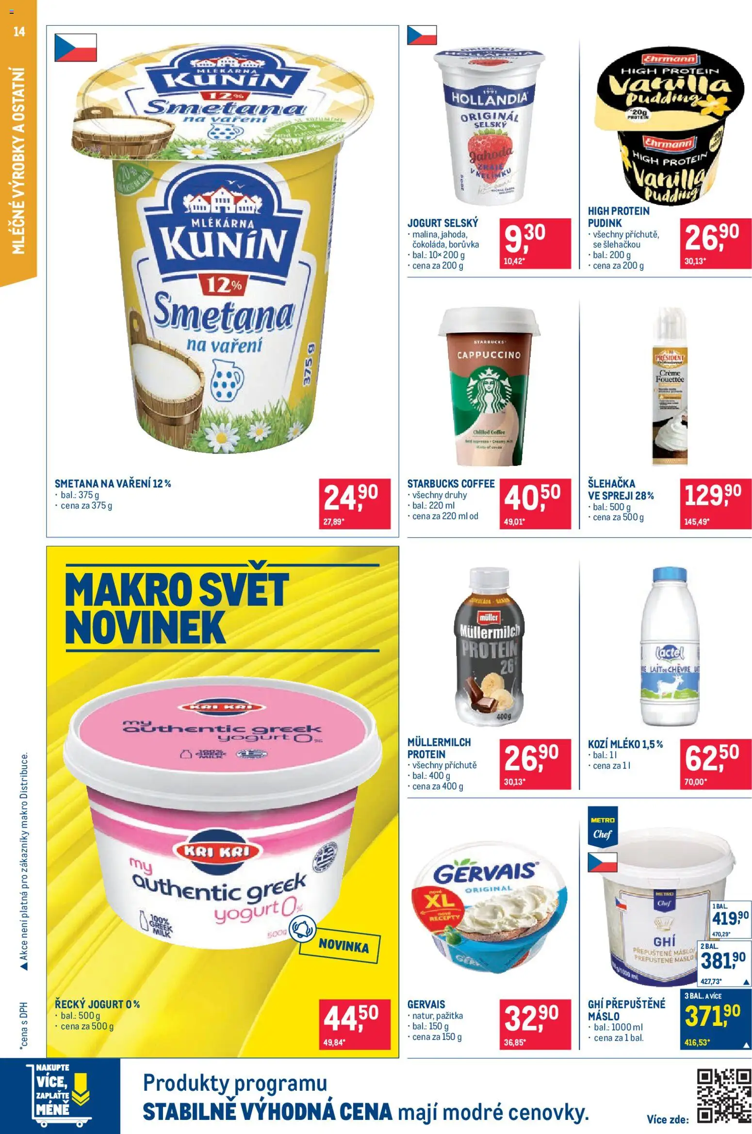 Makro leták - Pro milovníky jídla od 08.04.2026 | Strana: 14 | Produkty: Ghí, Mléko, Přepuštěné máslo, Kozí mléko