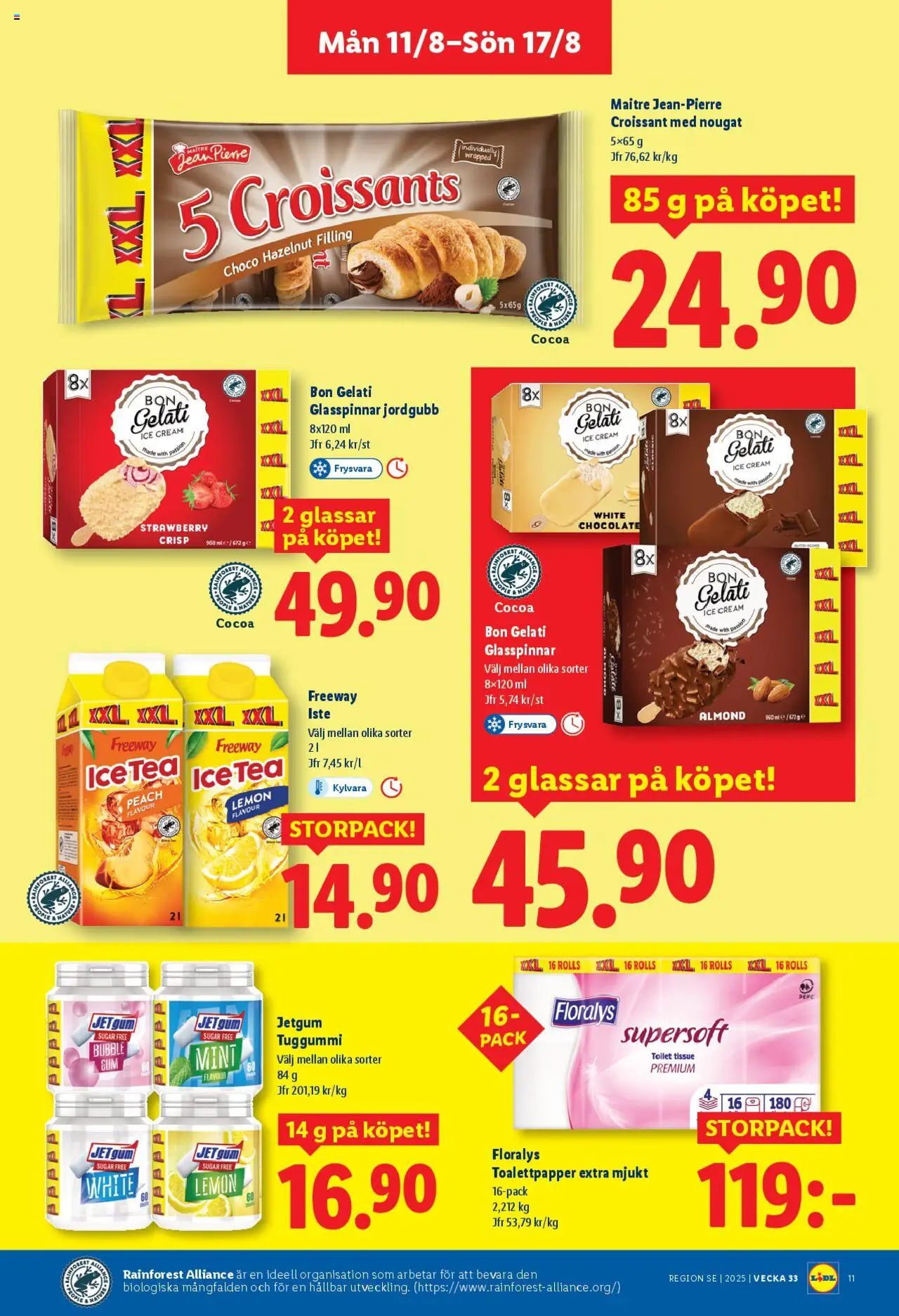 Lidl reklamblad aktuell från 11.08.2025 | Sida: 11 | Produkter: Jord, Toalettpapper, Glasspinnar, Tuggummi