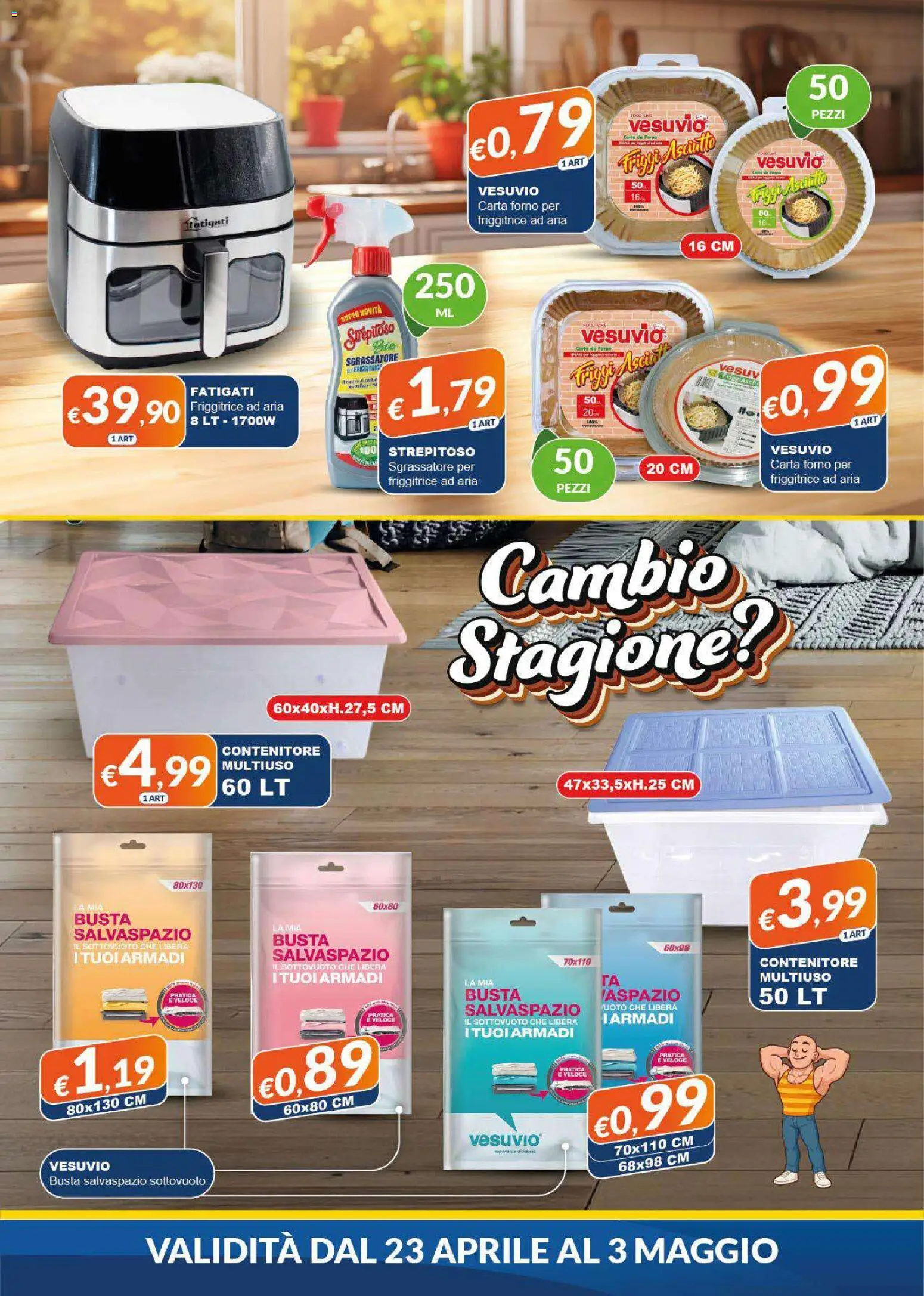 Volantino Mister Risparmio del 23.04.2026 | Pagina: 4 | Prodotti: Sgrassatore, Contenitore, Forno, Carta forno