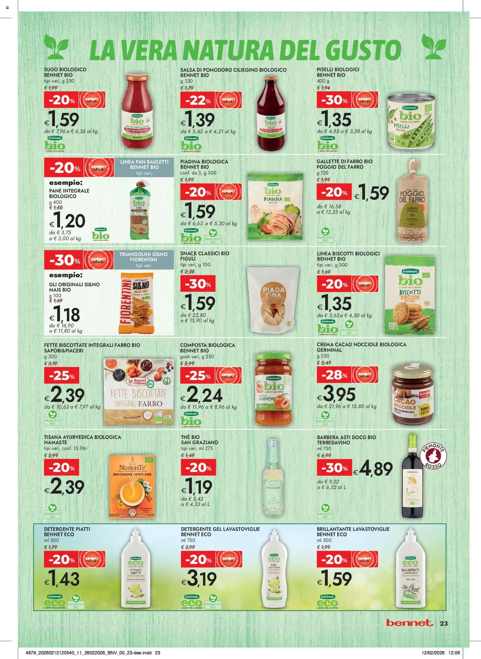 Volantino bennet del 26.02.2026 | Pagina: 23 | Prodotti: Detergente, Nocciole, The, Fette biscottate