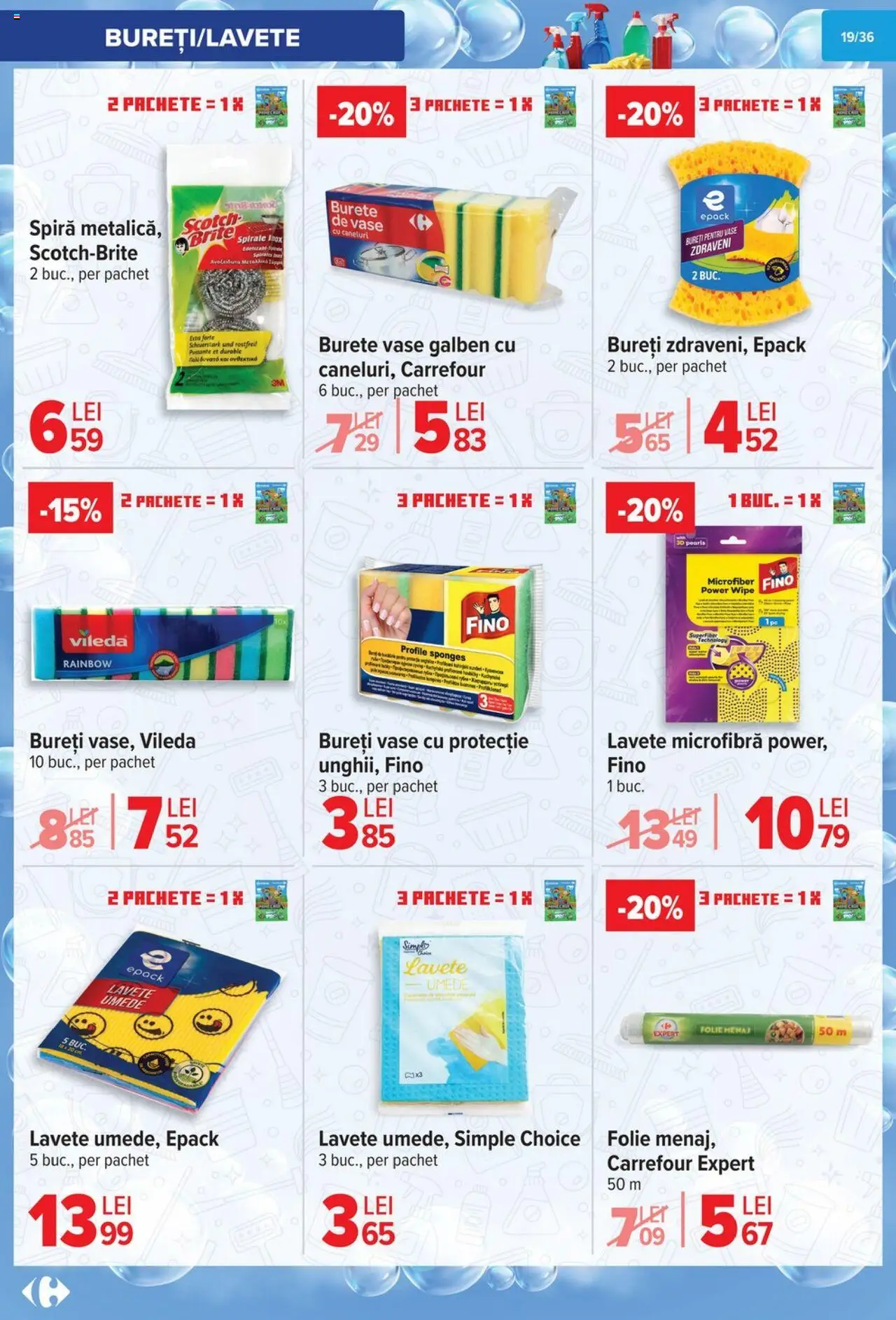 Noul catalog Carrefour – valabil de la 01.10.2025 | Pagină: 20 | Produse: Burete, Lavete
