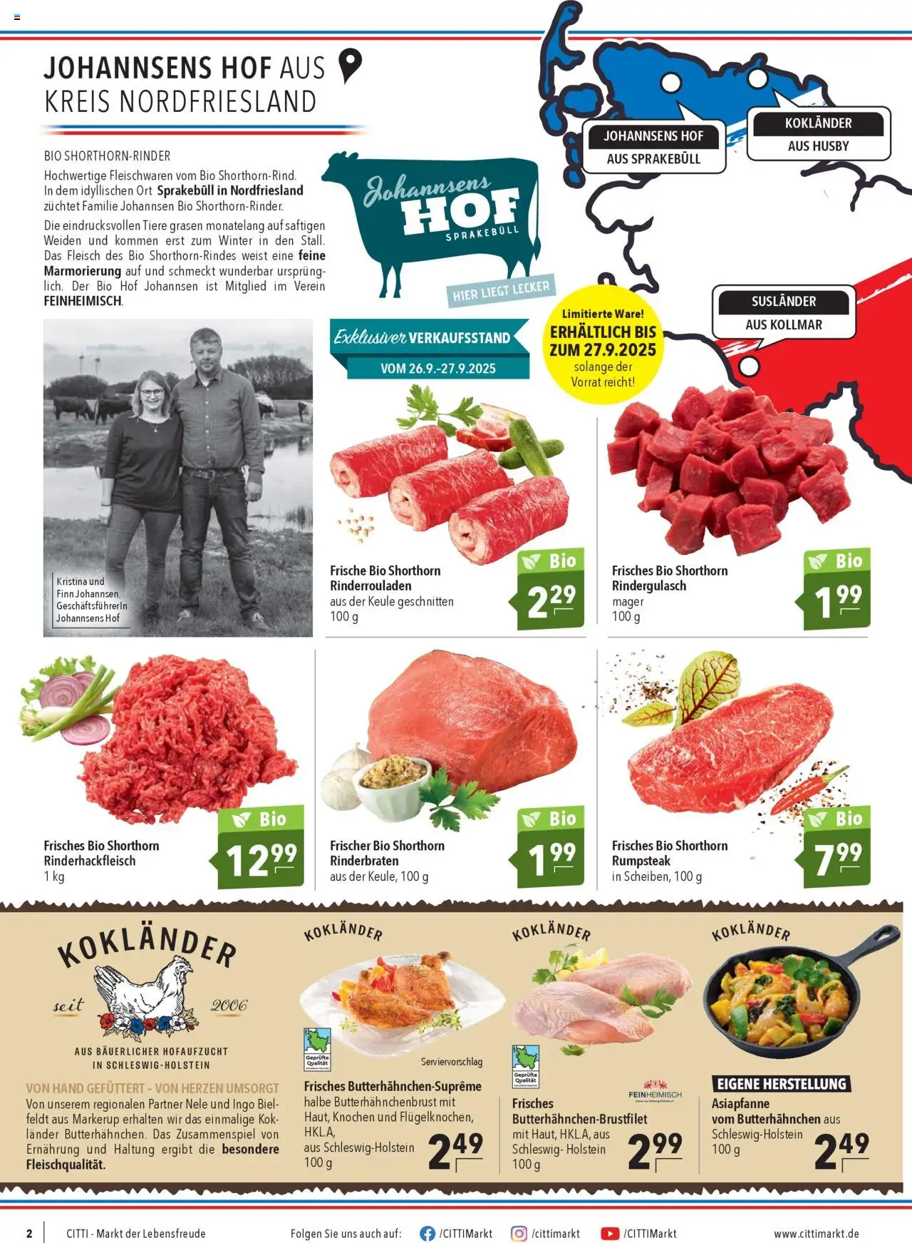 CITTI Markt Prospekt 	 – gültig ab 24.09.2025 | Seite: 2 | Produkte: Rinderrouladen, Rinderbraten, Rumpsteak, Fleisch