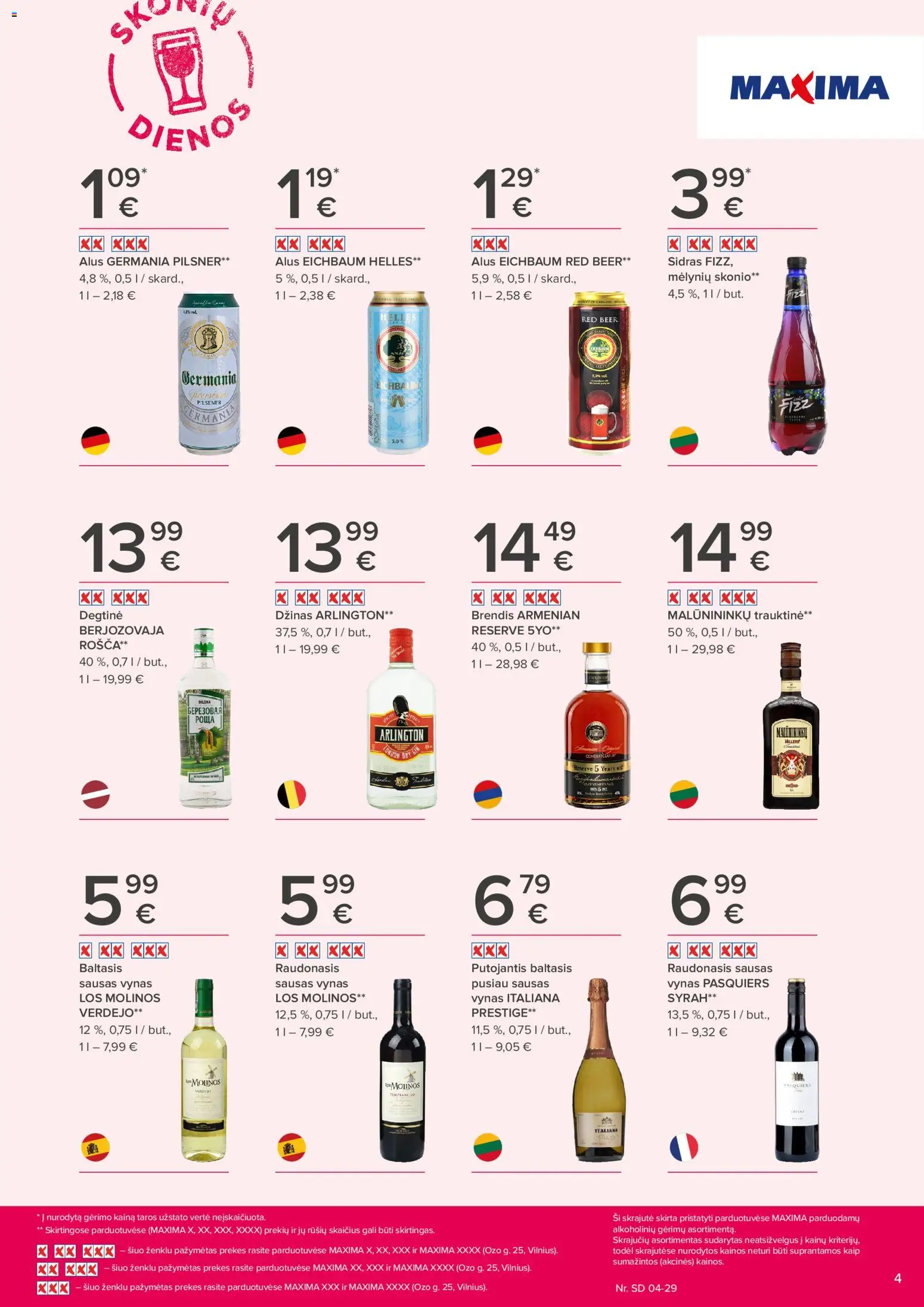 MAXIMA akcijos nuo 16.04.2026 | Puslapis: 4 | Prekių: Degtinė, Vynas, Alus, Džinas
