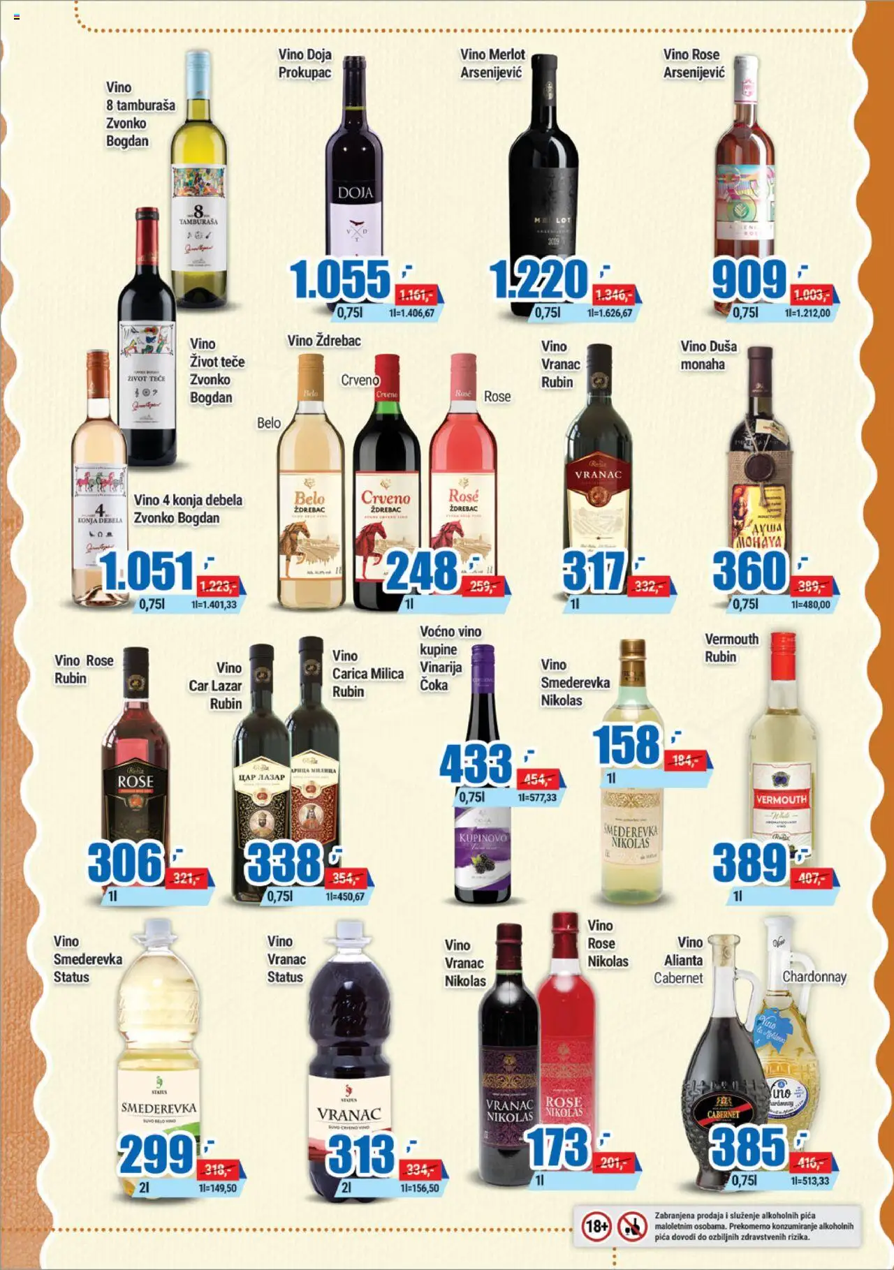 Trnava Promet katalog - važi od 15.10.2025 | Strana: 17 | Proizvode: Chardonnay, Vranac, Pica, Vino