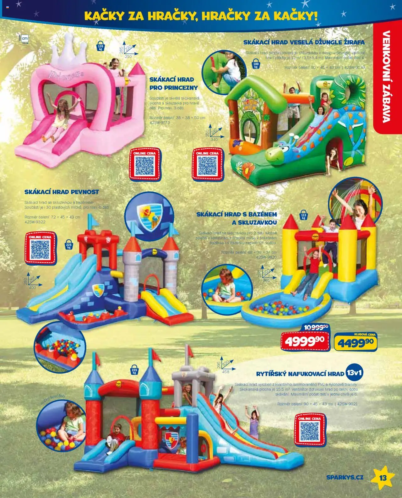 Sparkys katalog léto 2025 od 01.01.2025 | Strana: 13 | Produkty: Skluzavka, Skákací hrad, Hračky, Ventilátor