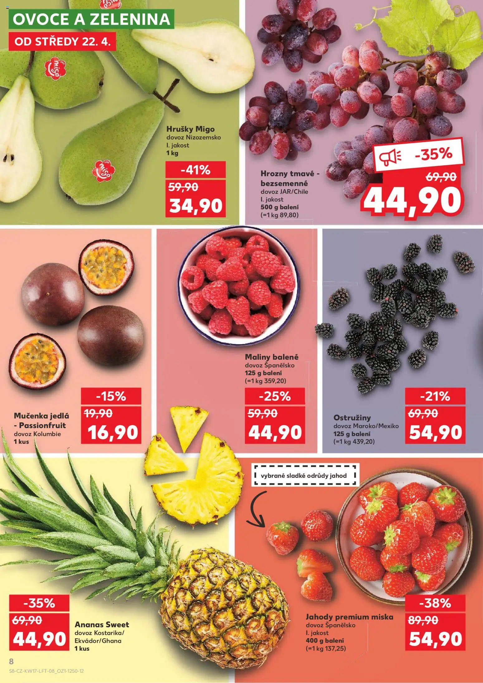 Kaufland leták - Chomutov od 22.04.2026 | Strana: 8 | Produkty: Ovoce a zelenina, Ovoce, Hrušky, Hrozny