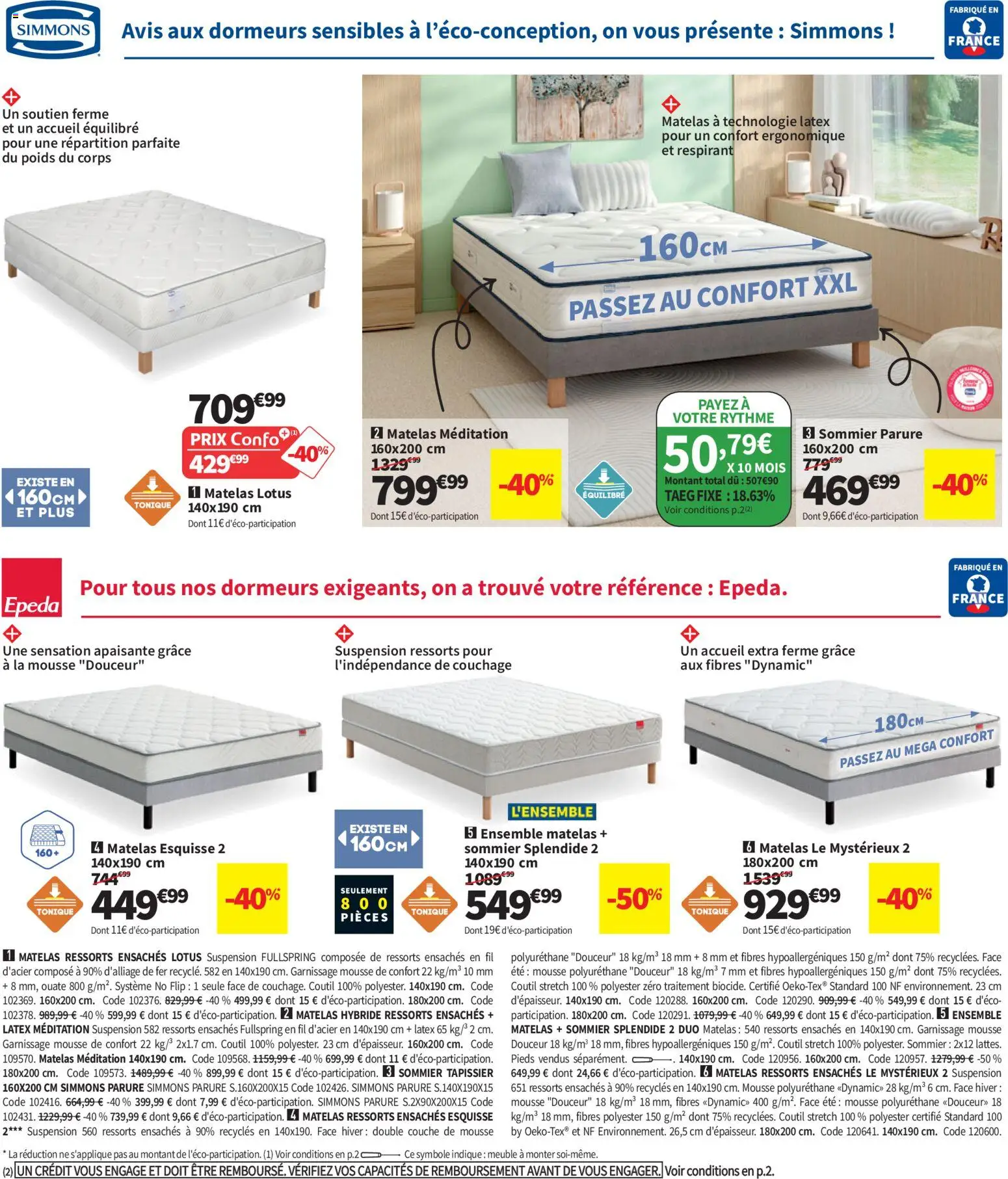{H1} | Page: 34 | Produits: Poids, Mousse, Suspension, Matelas