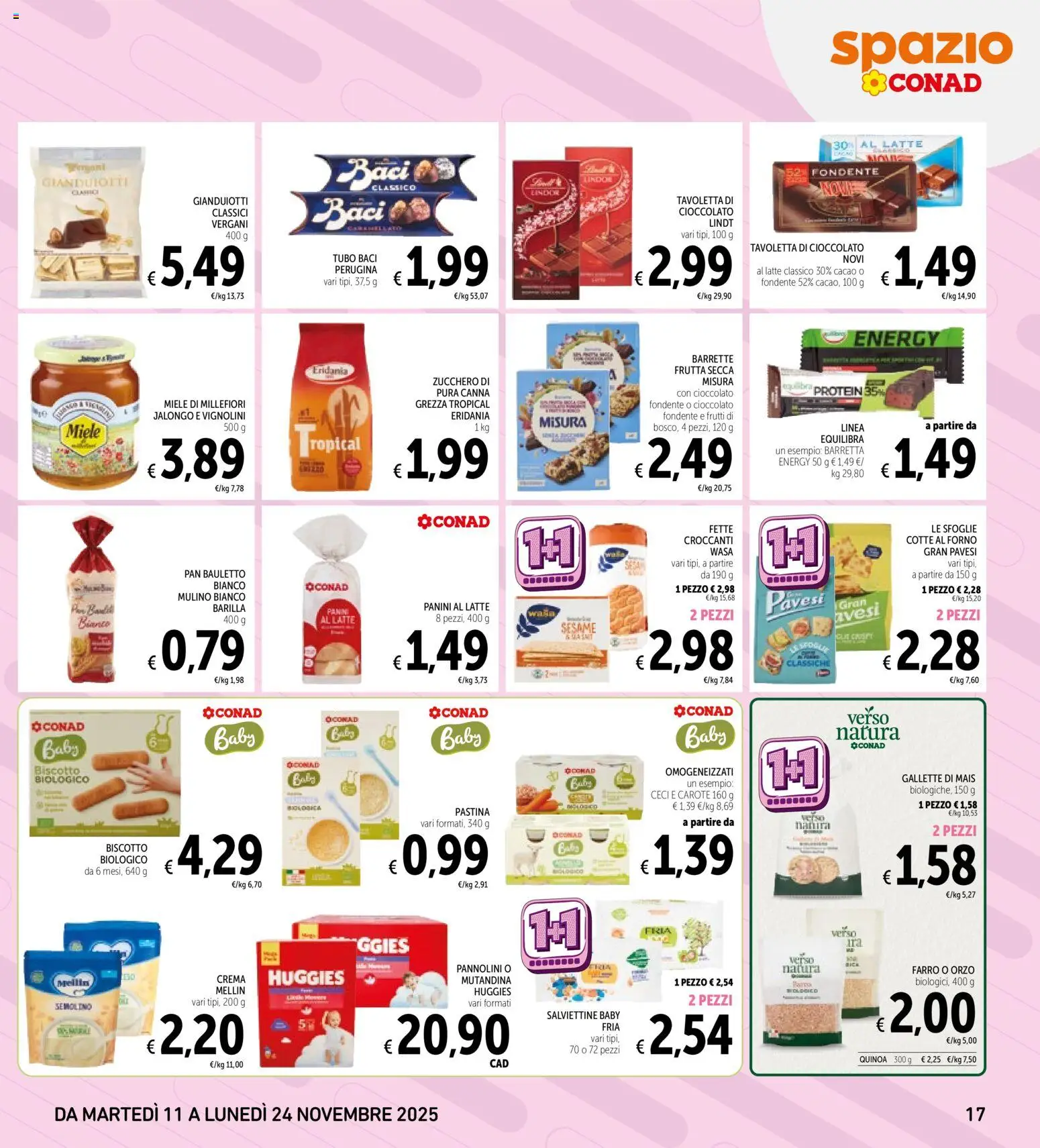 Volantino Spazio Conad del 11.11.2025 | Pagina: 17 | Prodotti: Ceci, Frutta, Latte, Barretta