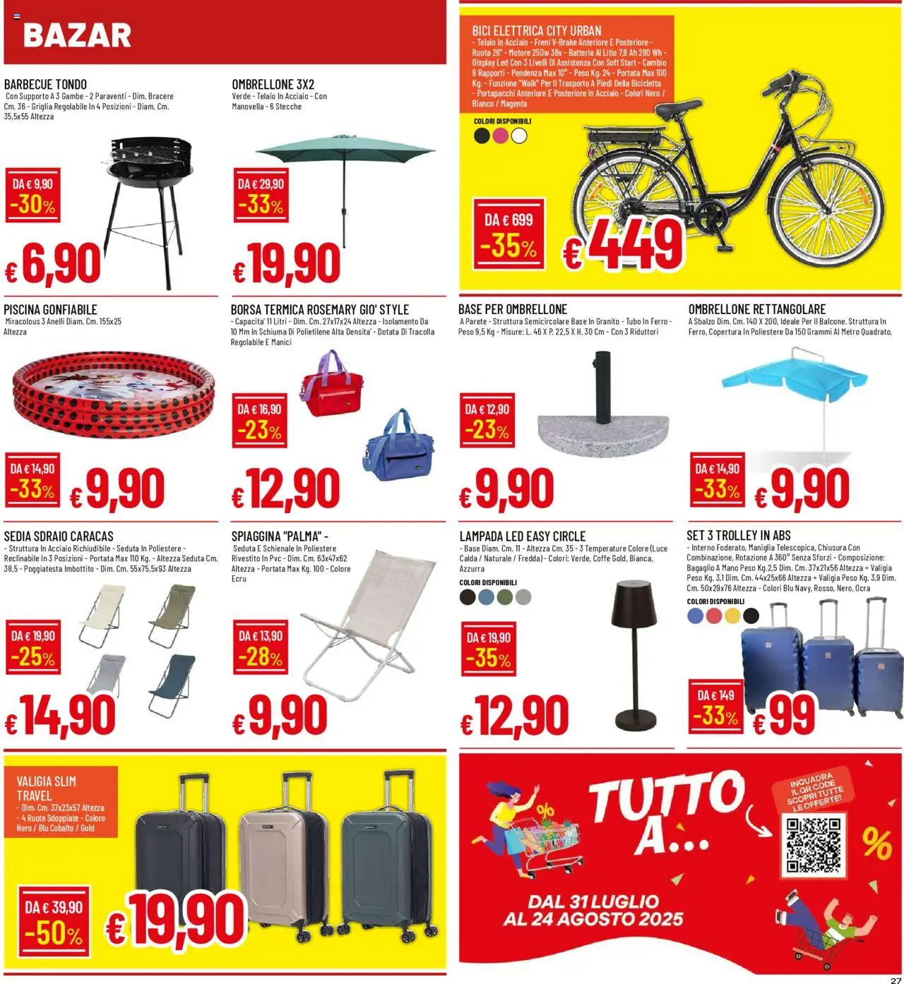 Volantino Famila del 18.08.2025 | Pagina: 27 | Prodotti: Bicicletta, Ombrellone, Griglia, Batteria