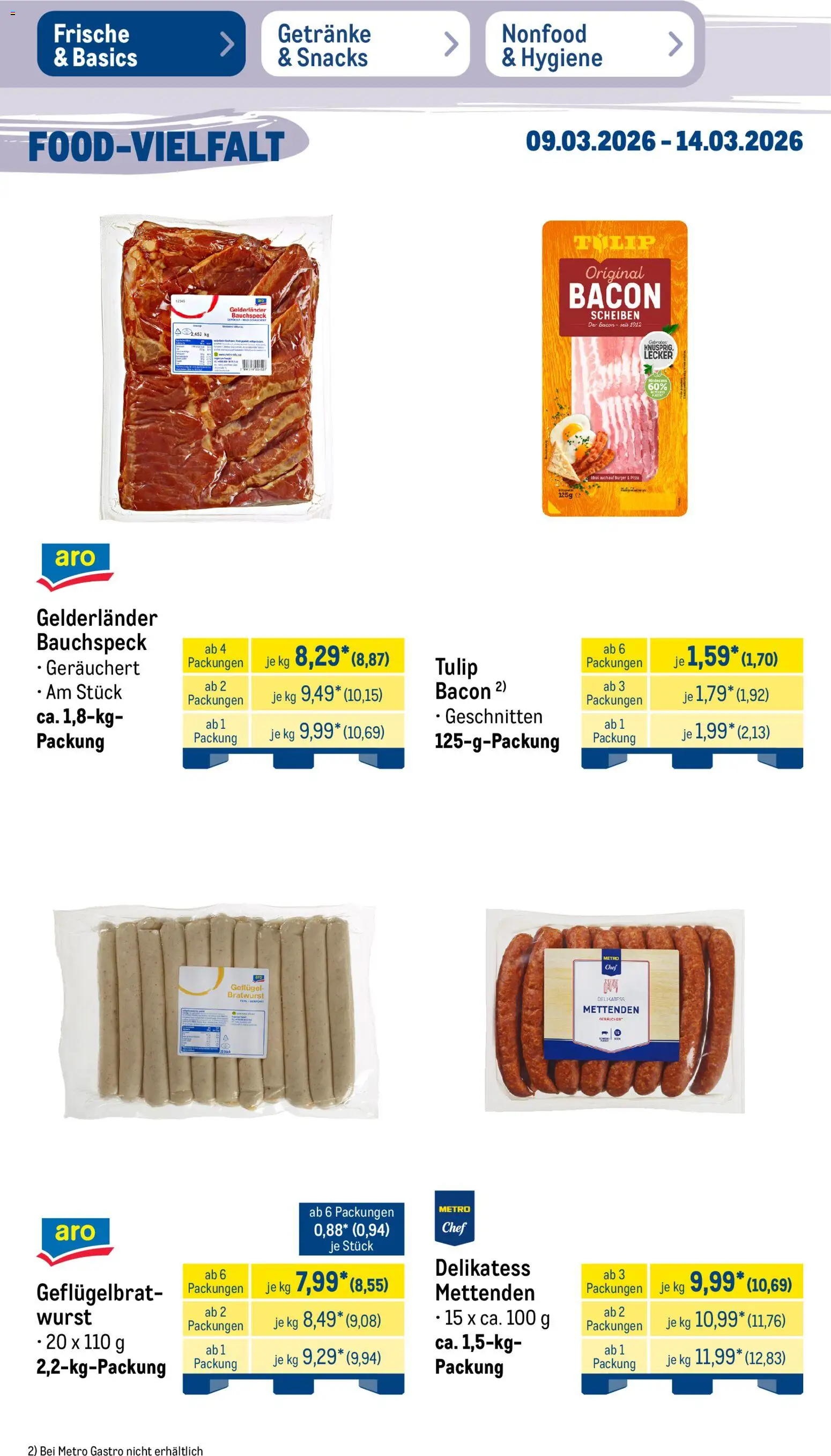Metro Prospekt 	 – gültig ab 09.03.2026 | Seite: 16 | Produkte: Bratwurst, Burger, Wurst, Pizza