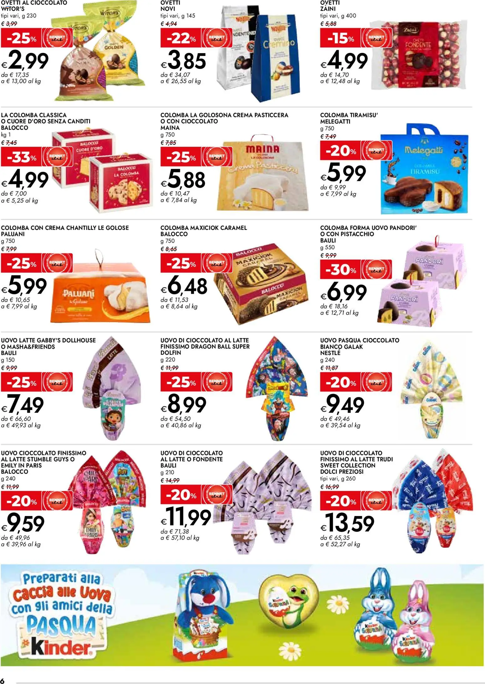 Volantino bennet del 12.03.2026 | Pagina: 6 | Prodotti: Crema, Uova, Cioccolato, Penne