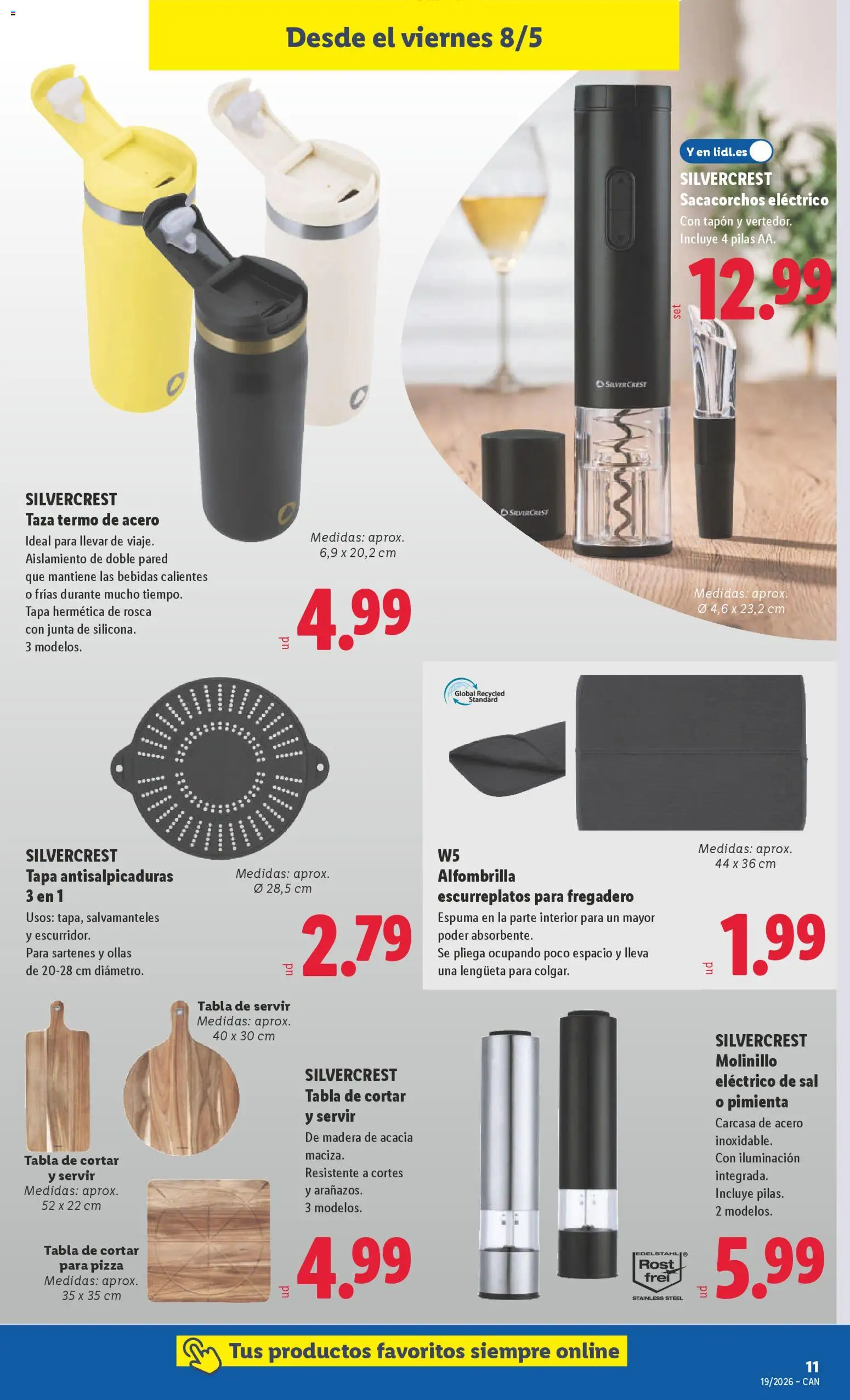 Lidl folleto de bazar │ válido desde el 04.05.2026 | Página: 23 | Productos: Tabla de cortar, Alfombrilla, Pizza, Galette de chaise