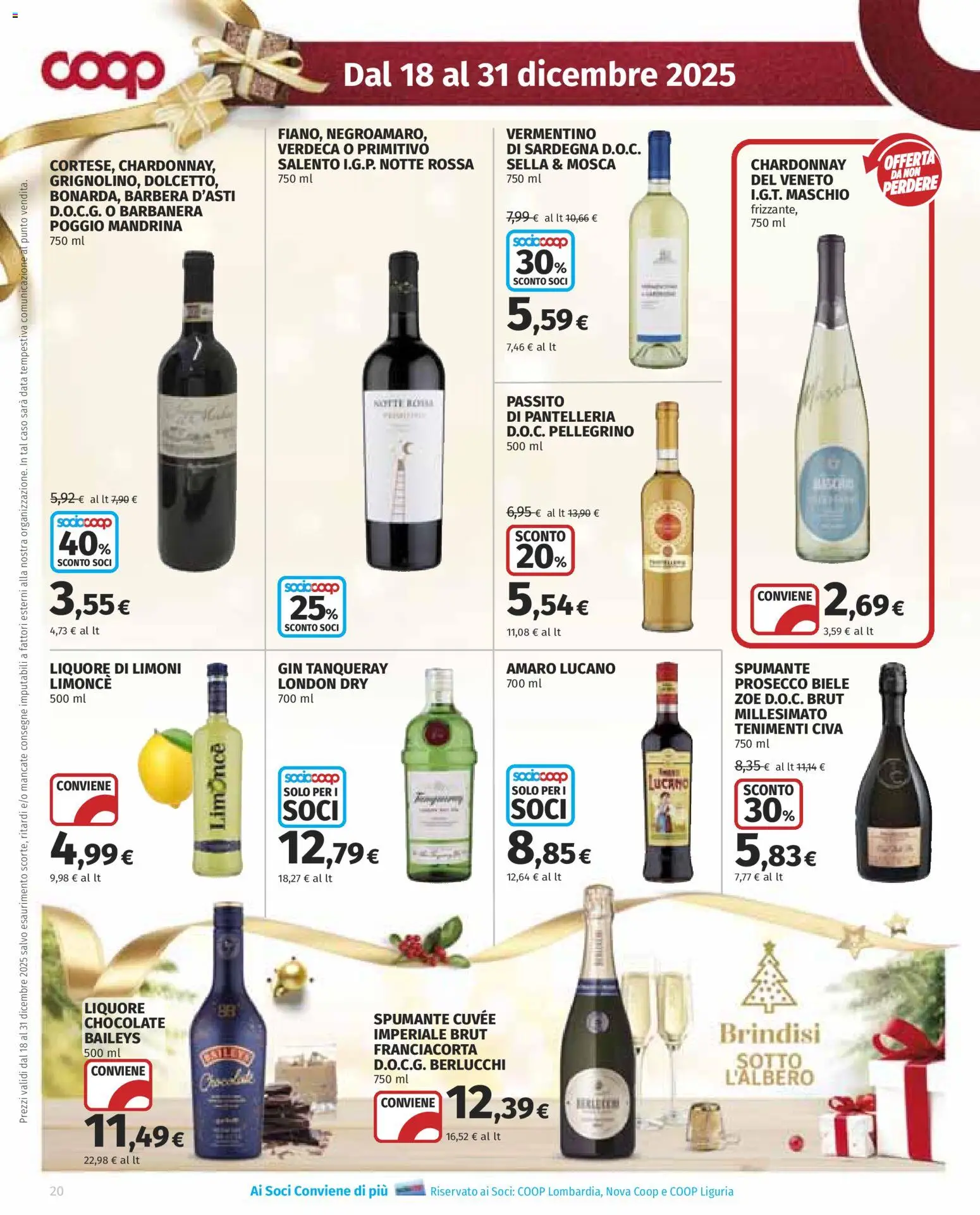 Volantino COOP del 18.12.2025 | Pagina: 20 | Prodotti: Gin, Spumante, Liquore, Amaro
