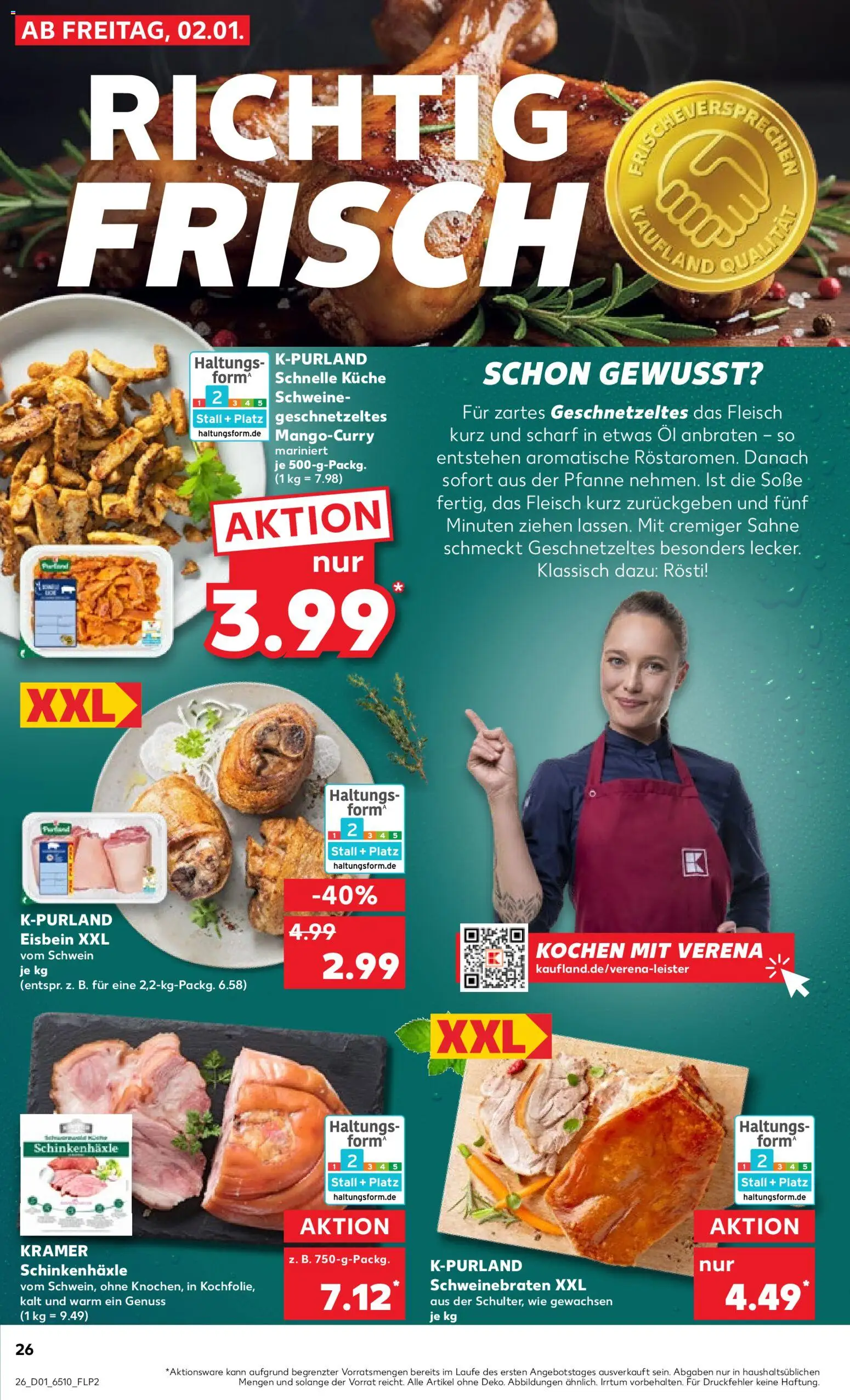 Kaufland prospekt Köln	 – gültig ab 02.01.2026 | Seite: 26 | Produkte: Küche, Soße, Sahne, Fleisch