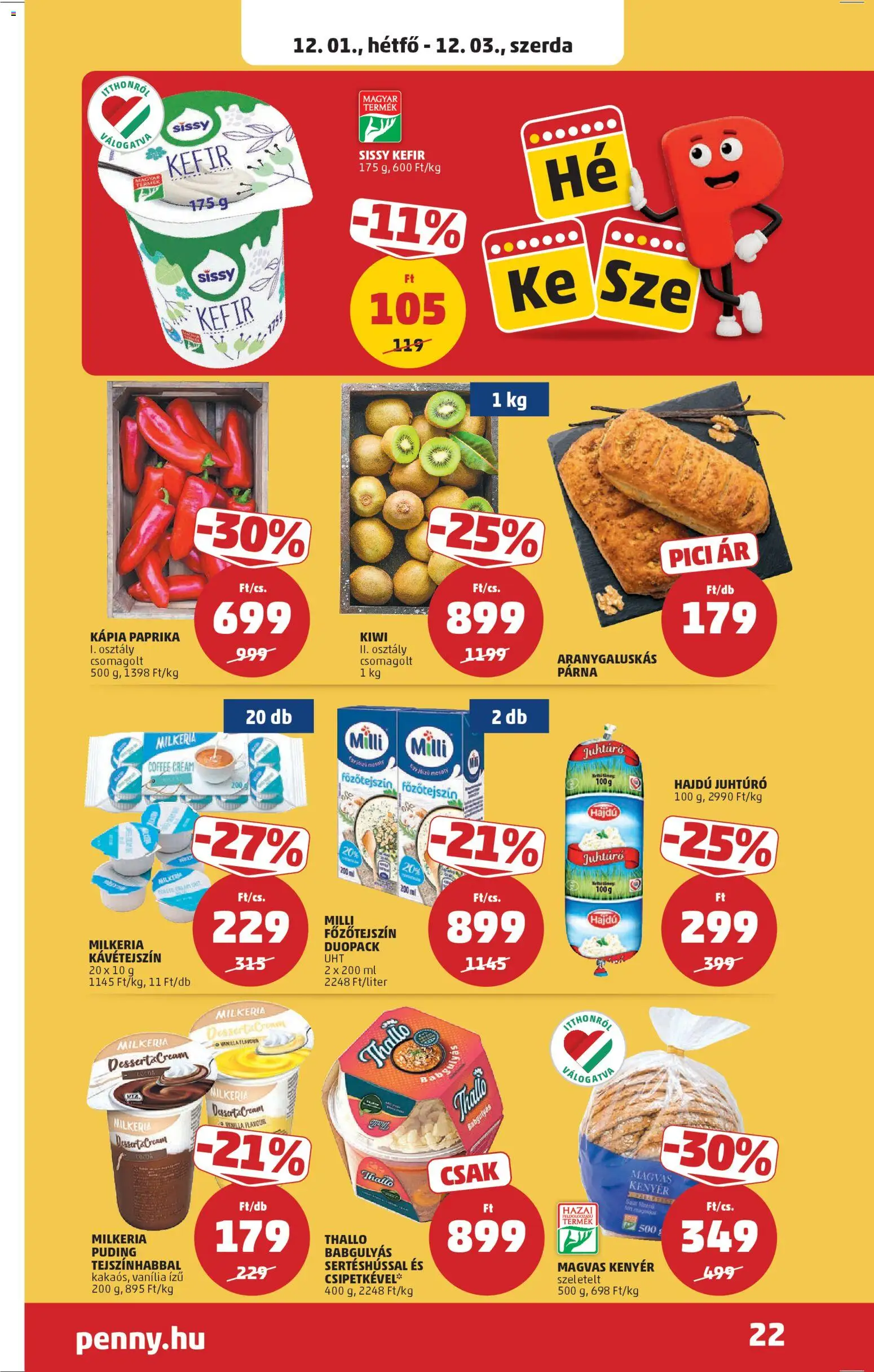PENNY akciós ujság - amely érvényes a következő dátumtól: 27.11.2025 | Oldal: 26 | Termékek: Kávétejszín, Párna, Juhtúró, Kápia paprika