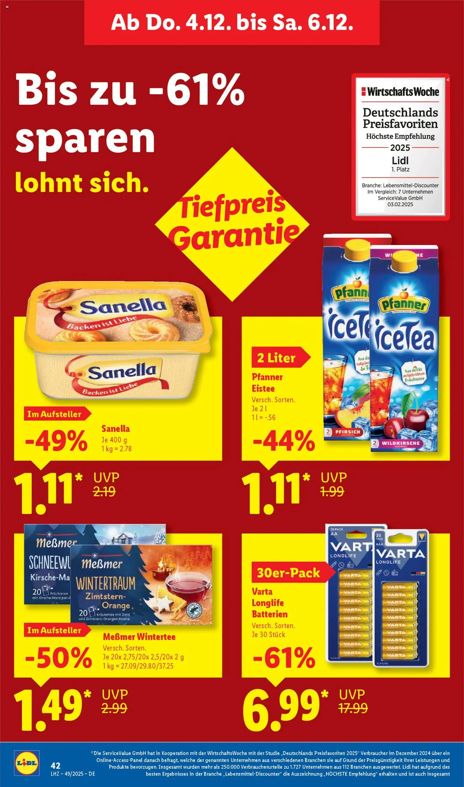 Lidl Prospekt Gladenbach – gültig ab 01.12.2025 | Seite: 60 | Produkte: Batterien, Messmer, Pfirsich, Sanella