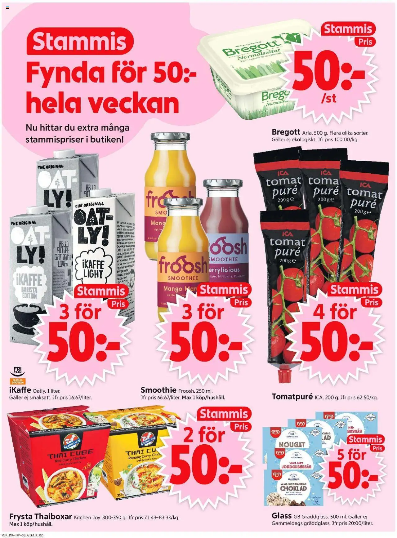 ICA Supermarket reklamblad aktuell från 08.09.2025 | Sida: 2 | Produkter: Gem, Bregott, Tomatpure, Glass