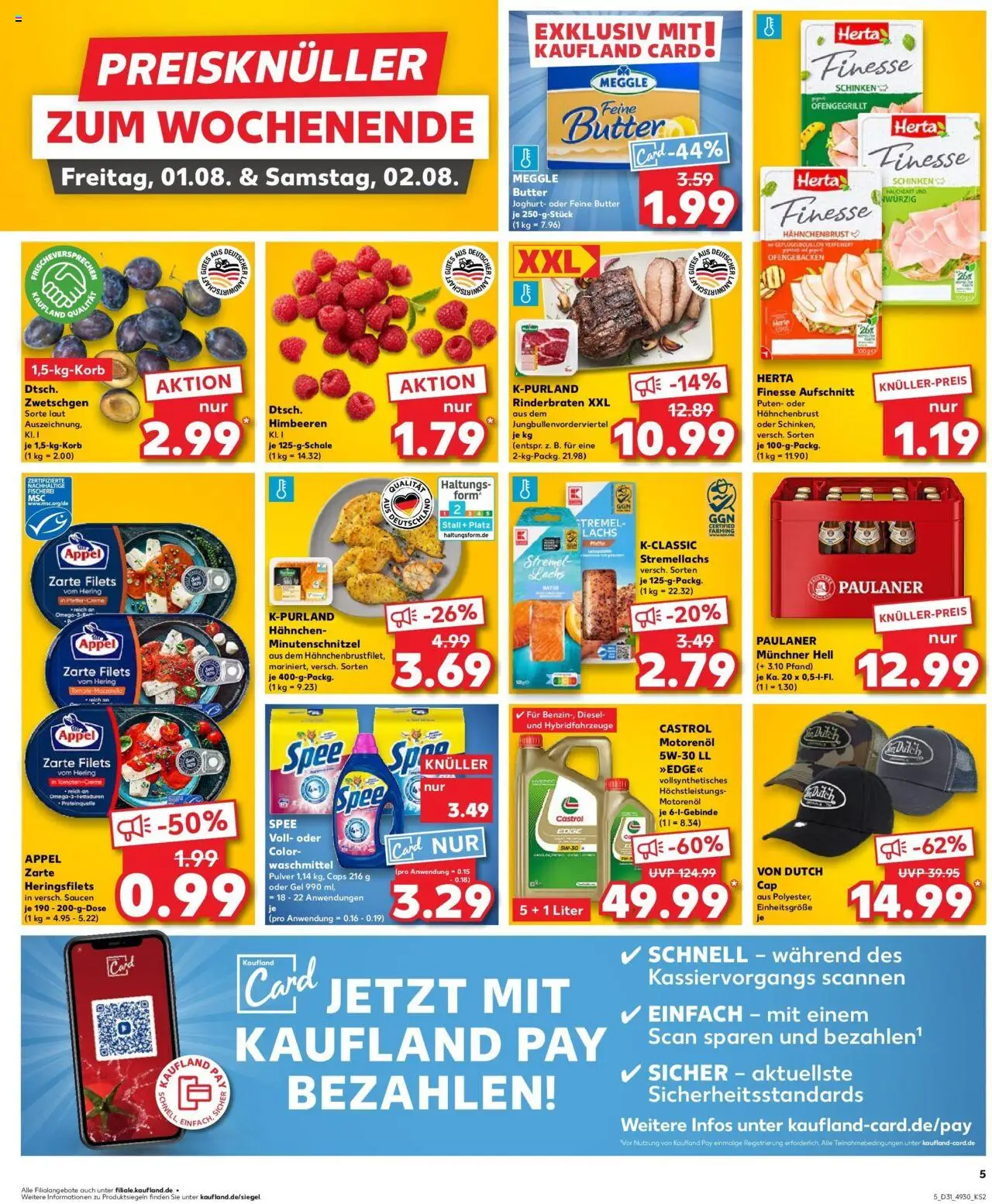 Kaufland prospekt Bottrop	 - gültig ab dem 03.08.2025 | Seite: 16 | Produkte: Hahnchen, Zwetschgen, Meggle butter, Hahnchenbrust