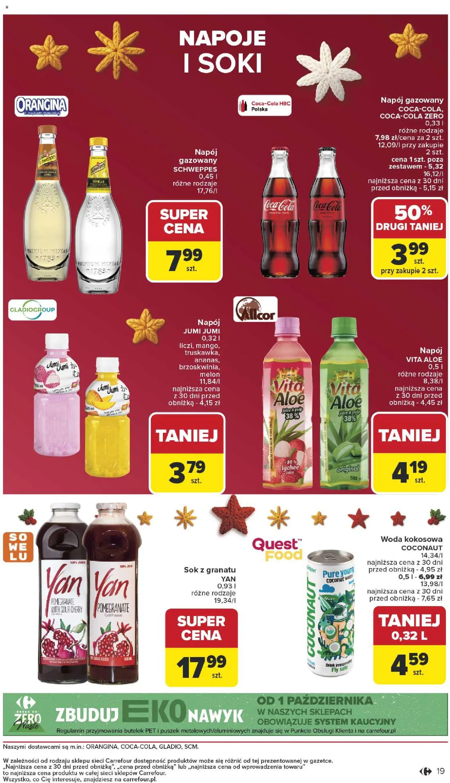 Carrefour Gazetka - Święta od 01.12.2025 | Strona: 19 | Produkty: Woda kokosowa, Soki, Coca cola, Sok