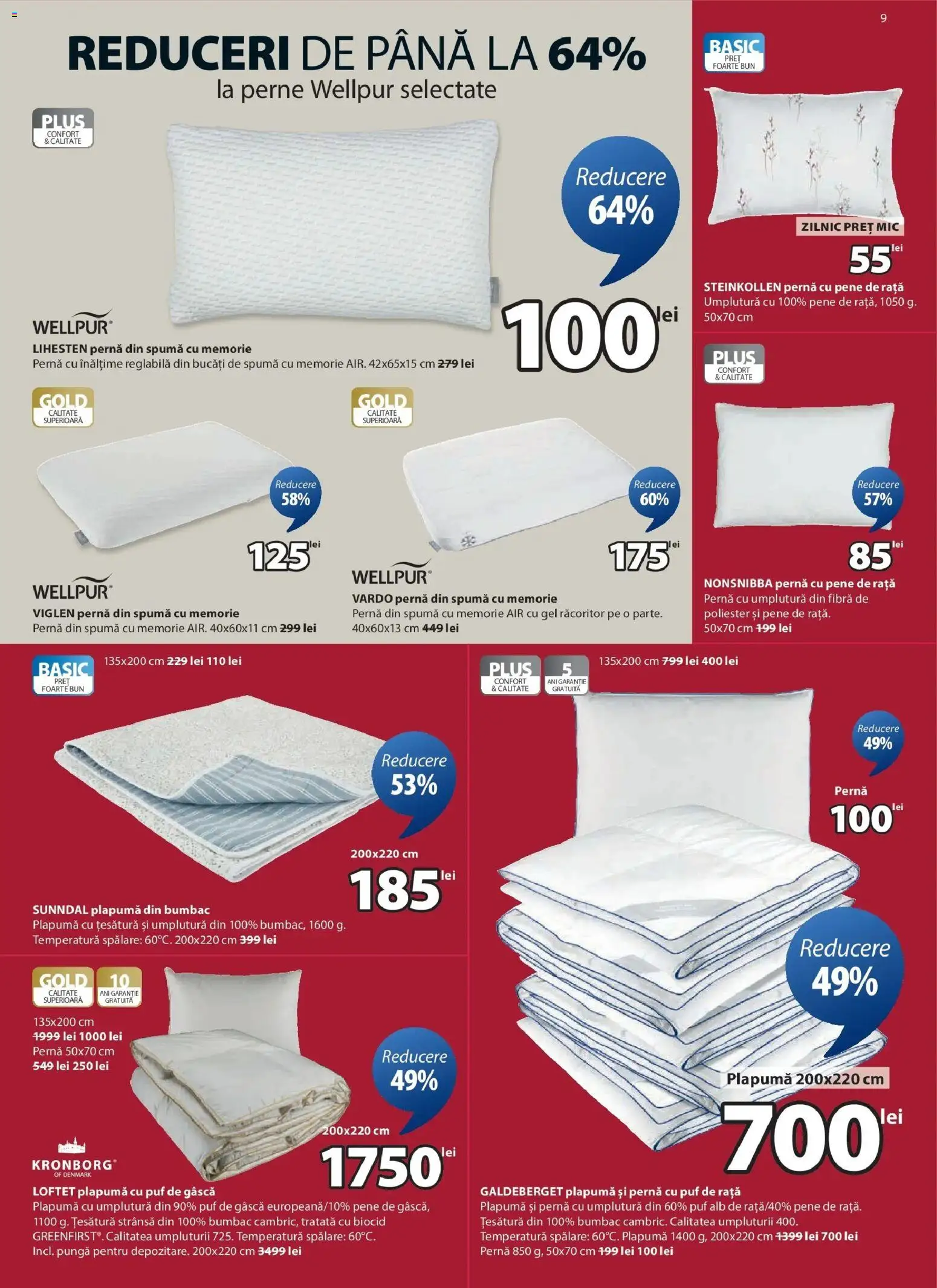 Noul catalog JYSK – valabil de la 24.01.2026 | Pagină: 9 | Produse: Memorie, Pungă, Pernă, Plapumă