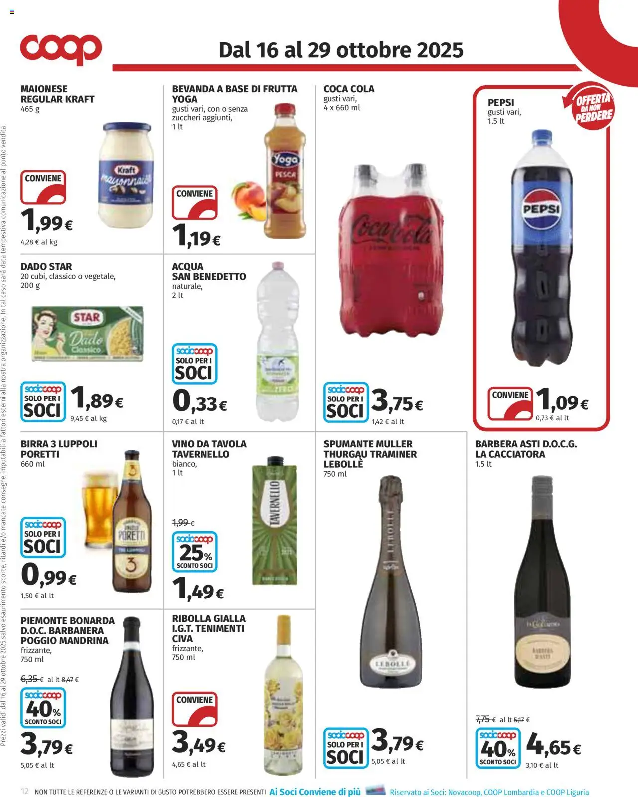 Volantino COOP del 16.10.2025 | Pagina: 12 | Prodotti: Acqua, Data, Spumante, Coca Cola