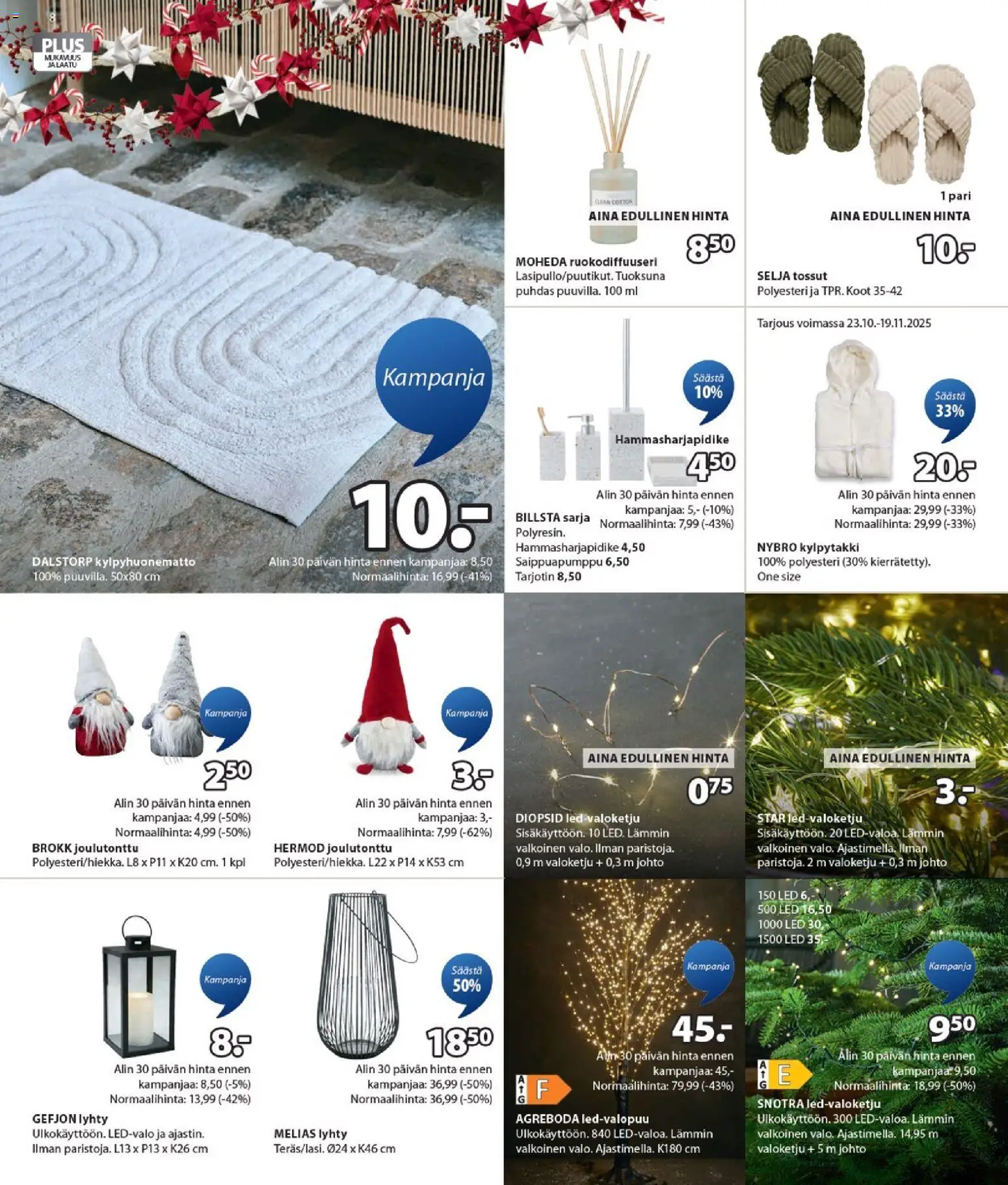 JYSK - Tarjoukset – voimassa 30.10.2025 alkaen | Sivu: 8 | Tuotteet: Lyhty, Kylpytakki, Tossut, Tarjotin