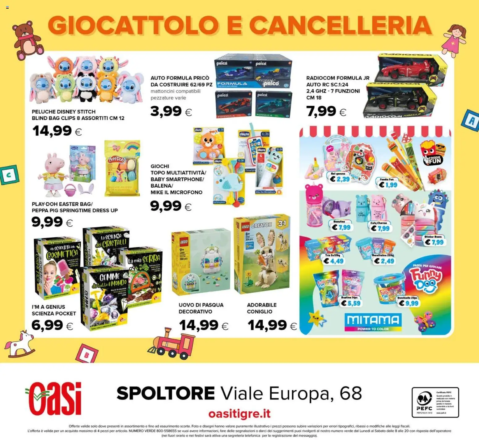 Volantino Oasi del 12.03.2026 | Pagina: 24 | Prodotti: Peluche, Pasta, Uovo di pasqua, Microfono