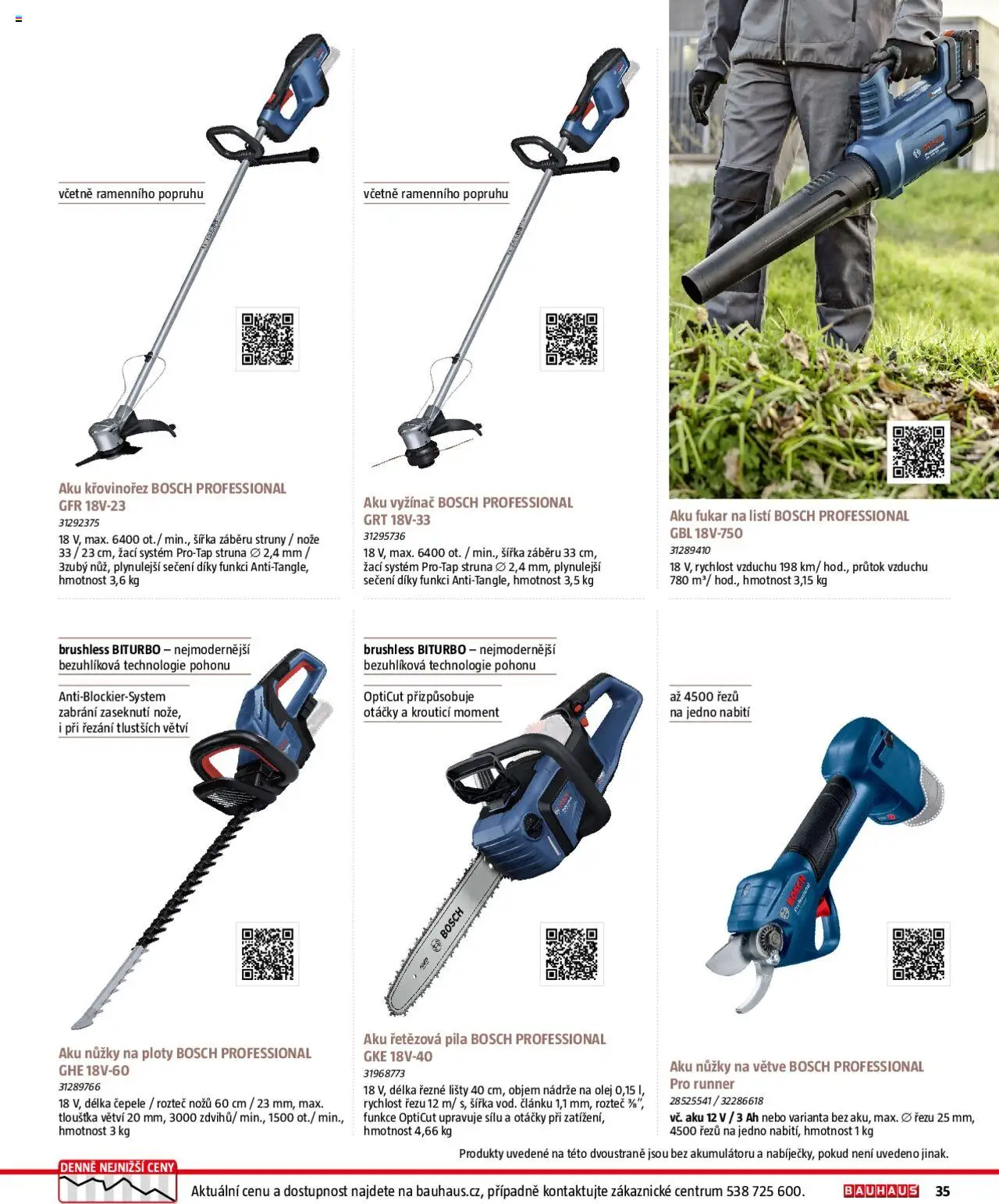 Bauhaus katalog Zahradní technika od 01.04.2025 | Strana: 35 | Produkty: Nůžky na větve, Aku křovinořez, Pila, Aku nůžky