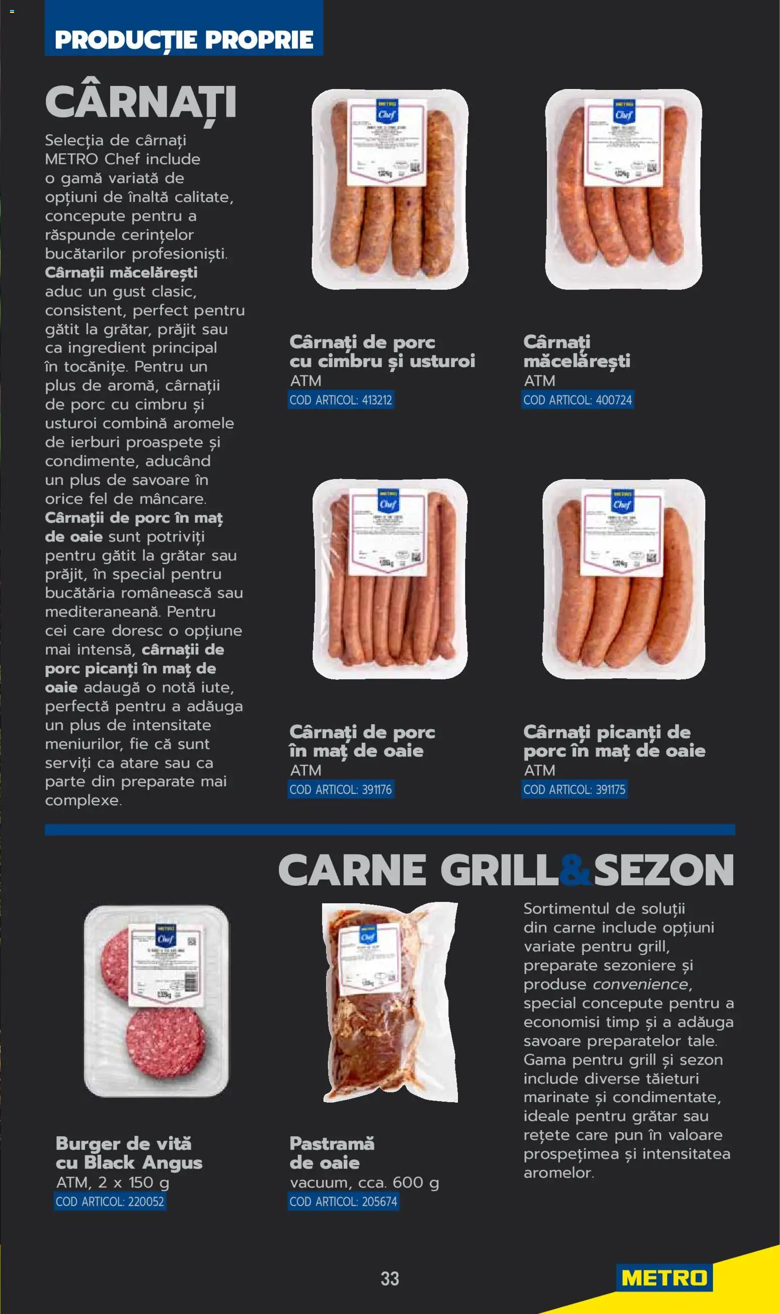Noul catalog Metro – valabil de la 03.06.2025 | Pagină: 33 | Produse: Grill, Grătar, Burger, Cârnați