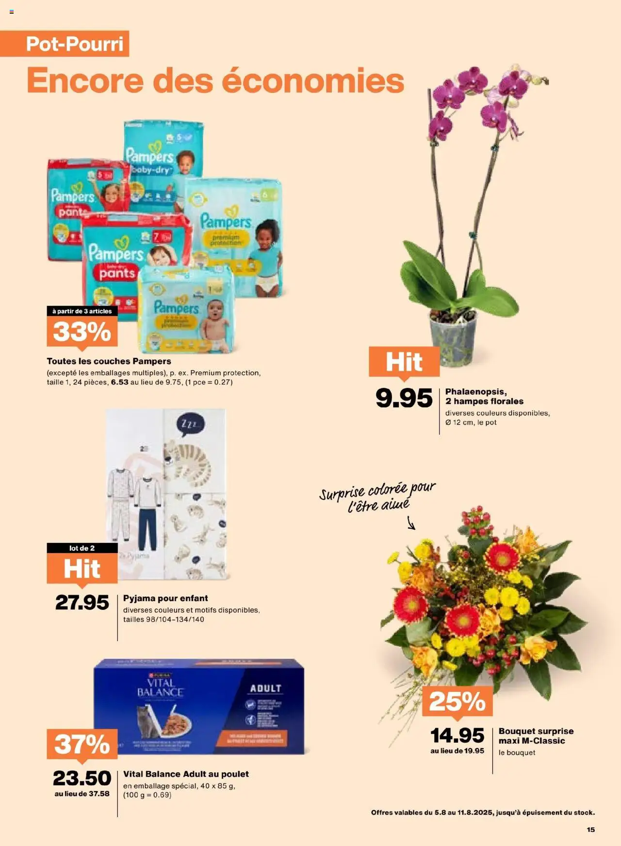 Migros - Magazin FR ab 05.08.2025 | Seite: 15 | Produkte: Pyjama, Pampers