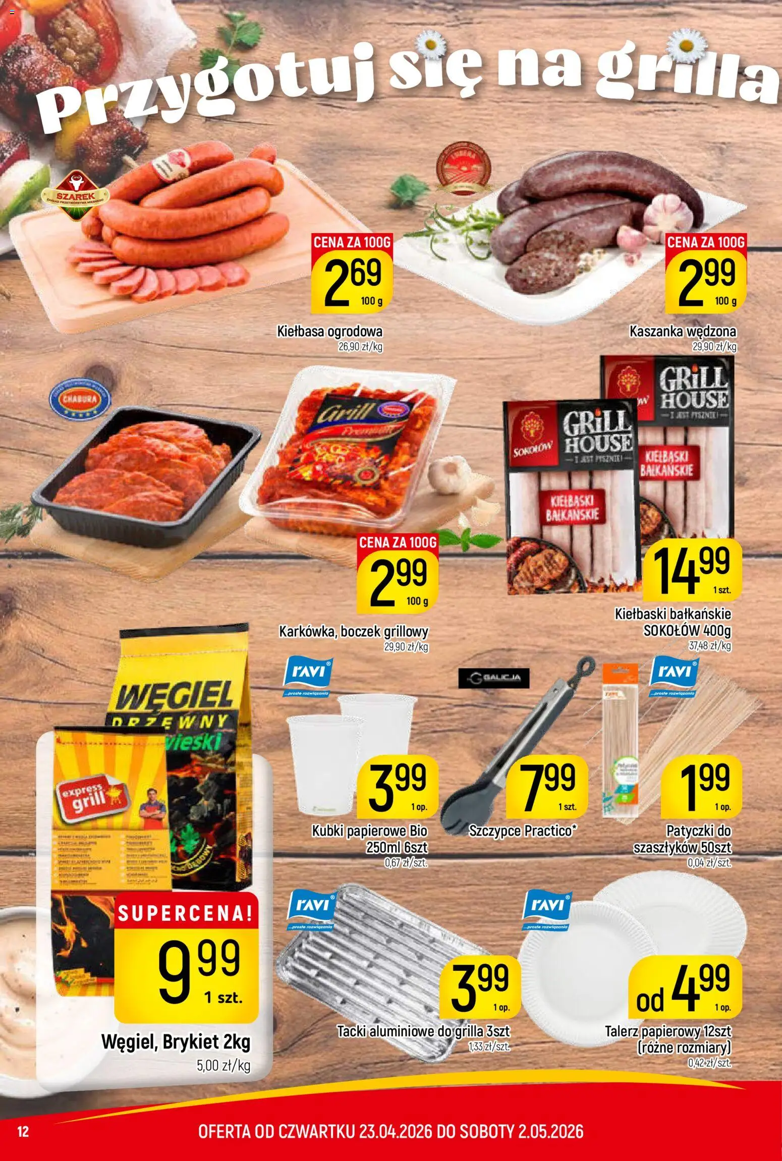 Piotruś Pan gazetka od 23.04.2026 | Strona: 12 | Produkty: Kiełbasa, Grill, Kaszanka, Kiełbaski