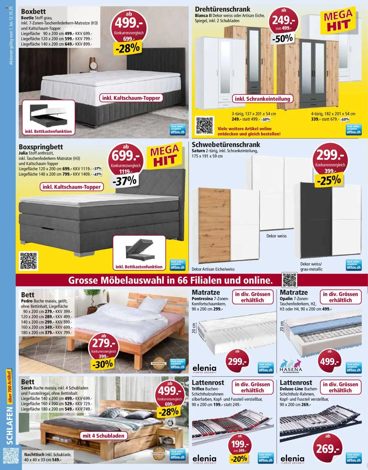 Otto's Aktionen – gültig ab 01.10.2025 | Seite: 8 | Produkte: Matratze, Drehtürenschrank, Bett, Boxspringbett