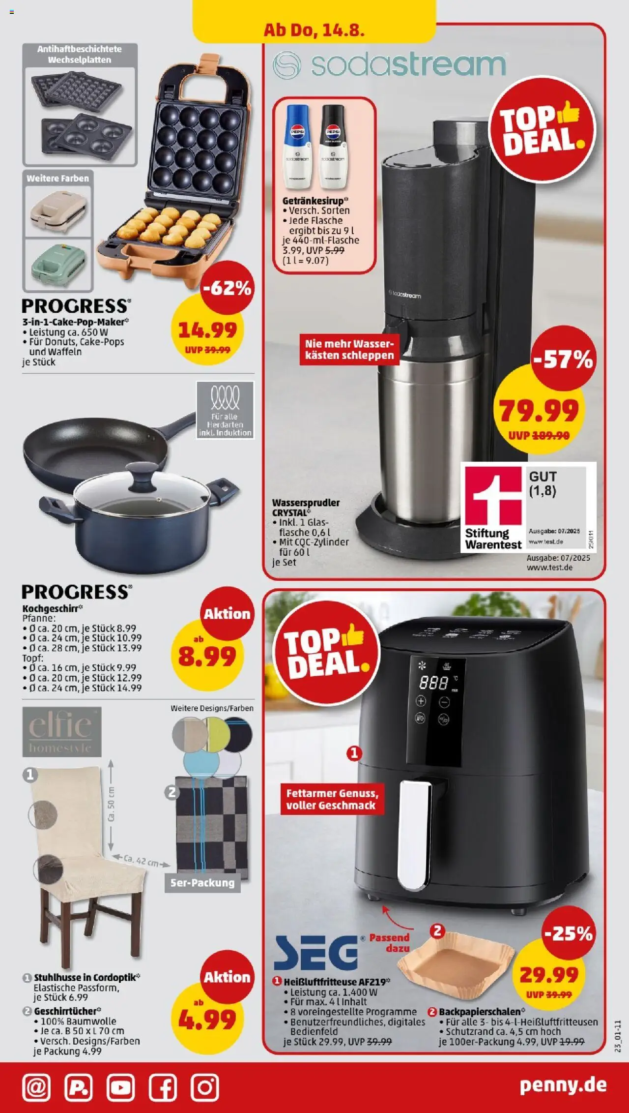 Penny - Berlin - gültig ab dem 11.08.2025 | Seite: 23 | Produkte: Waffeln, Wasser, Heißluftfritteuse, Sodastream