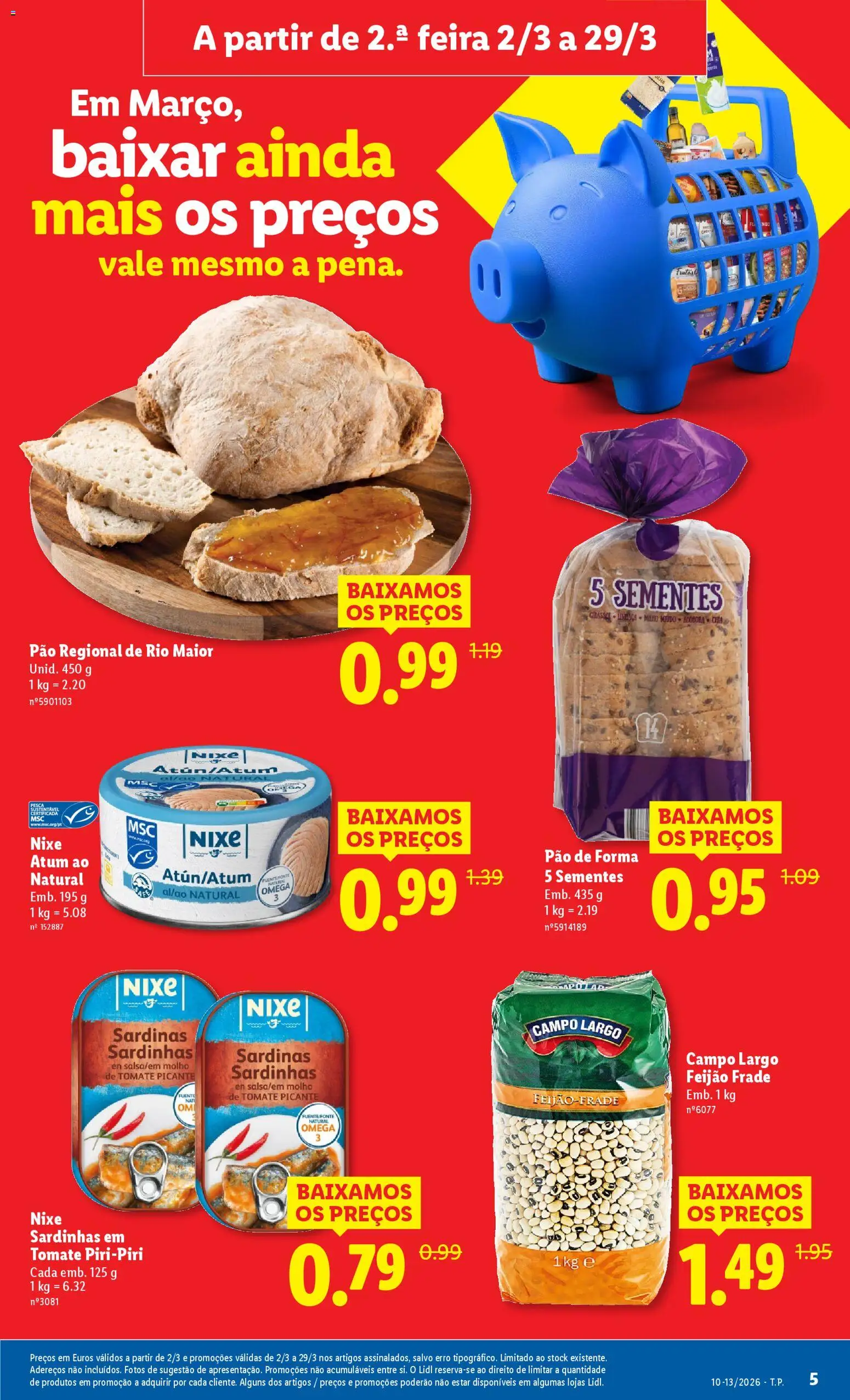 Lidl folheto │ válido de 02.03.2026 | Página: 5 | Produtos: Pão de forma, Sardinhas, Pão, Tomate
