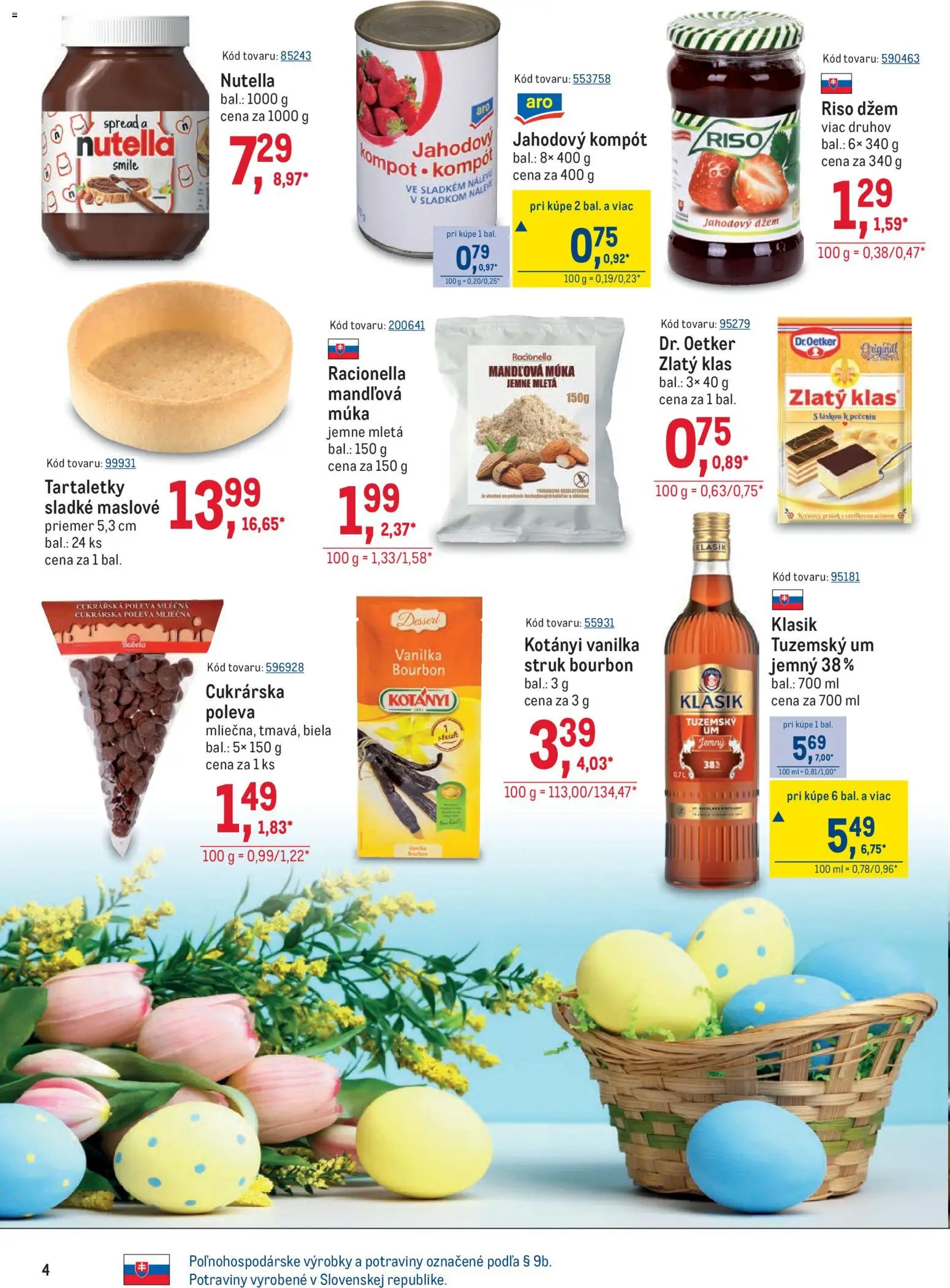 Nové Metro akcie – leták je platný od 11.03.2026 | Strana: 4 | Produkty: Zlatý klas, Bourbon, Múka, Nutella