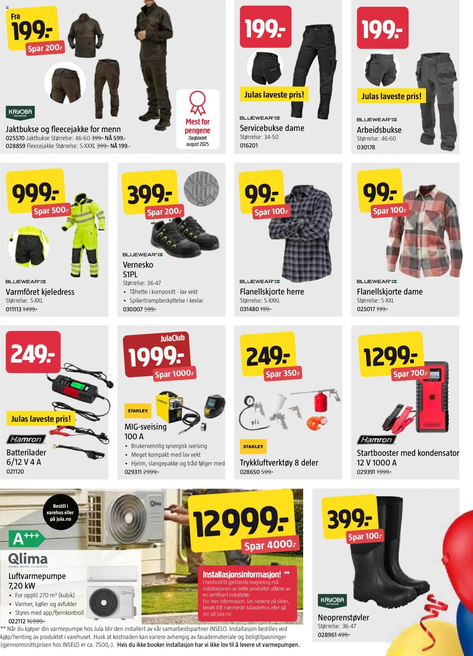 {H1} | Side: 5 | Produkter: Varmepumpe, Vekt, Flanellskjorte