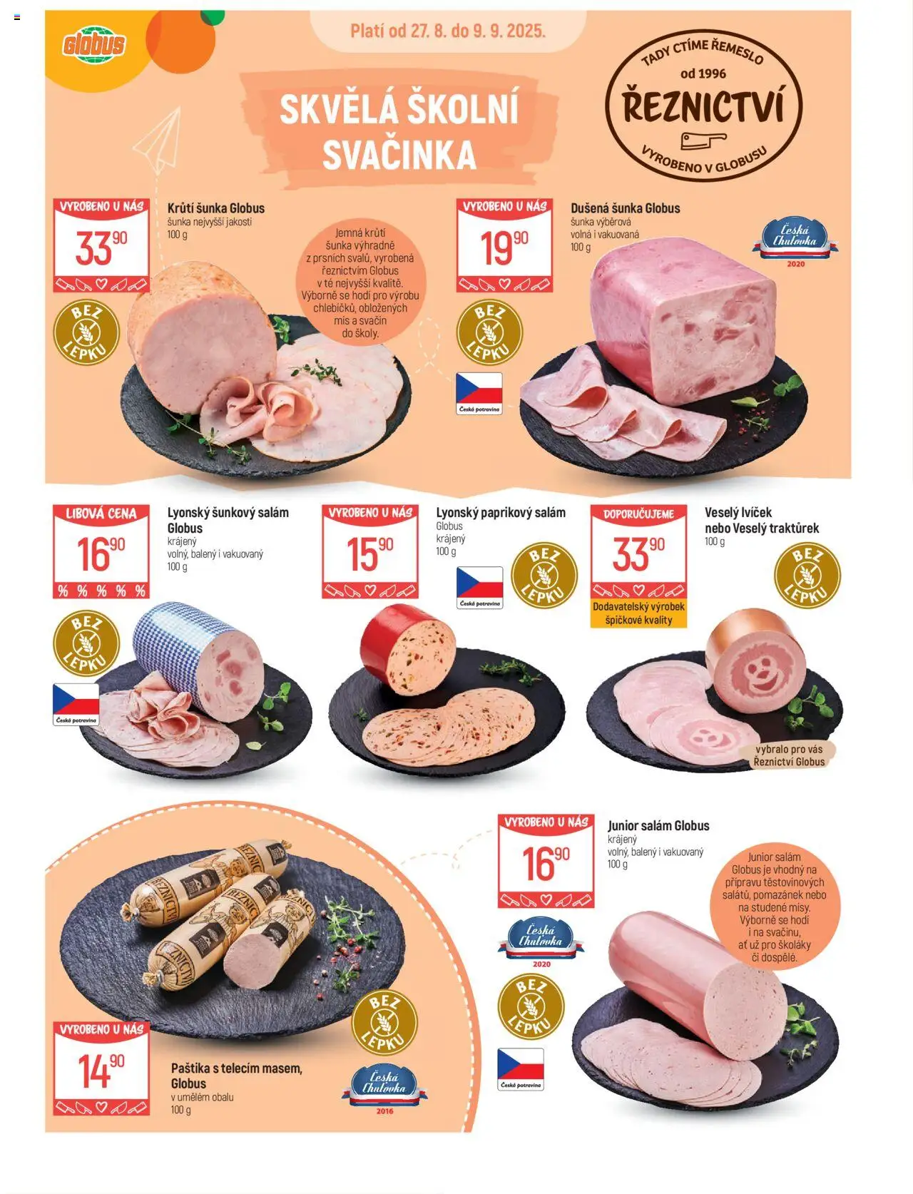 Globus leták - Olomouc od 27.08.2025 | Strana: 12 | Produkty: Krůtí šunka, Salám, Šunka, Šunkový salám