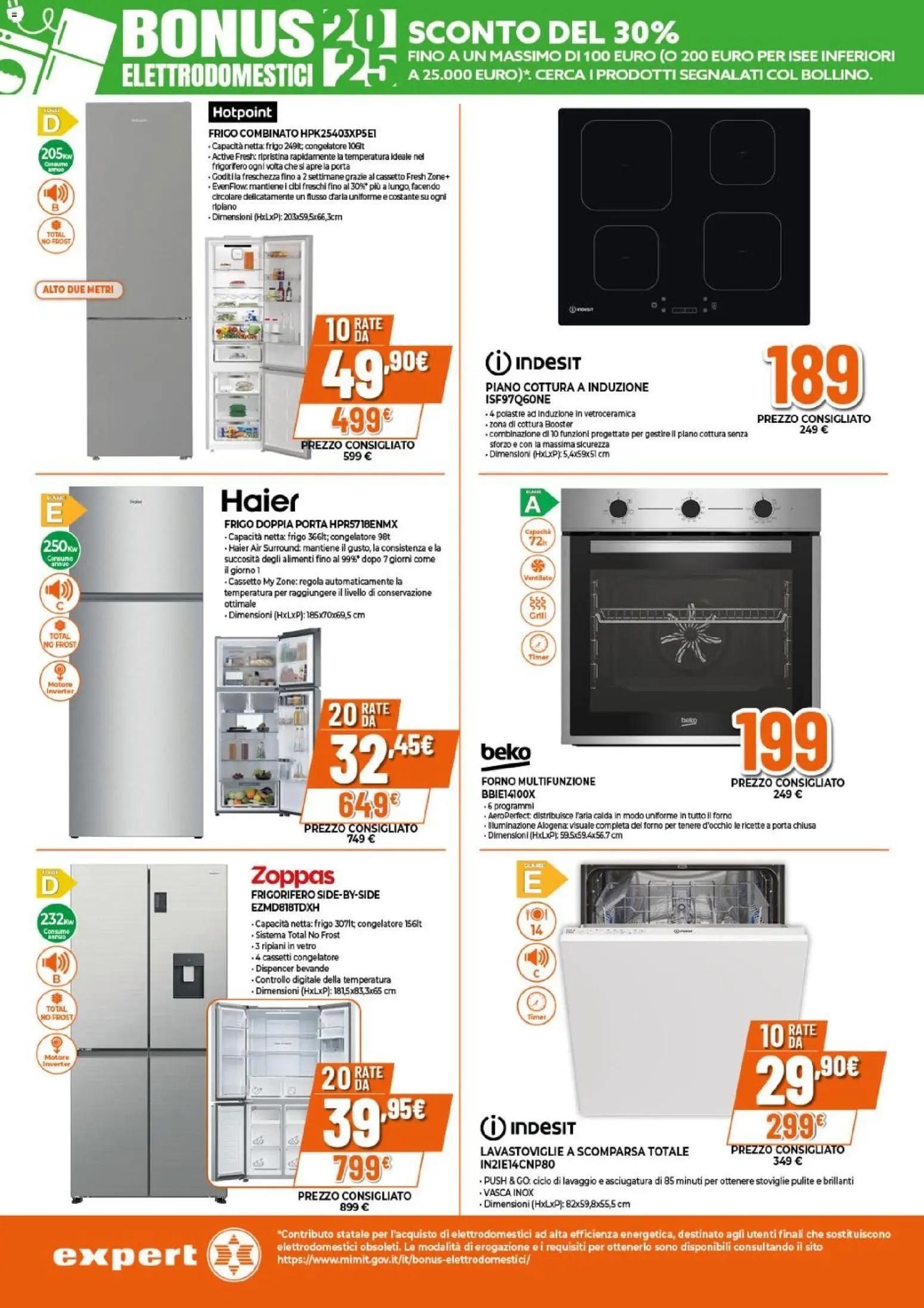 Volantino Expert del 15.01.2026 | Pagina: 19 | Prodotti: Piano cottura, Frigorifero, Congelatore, Il forno