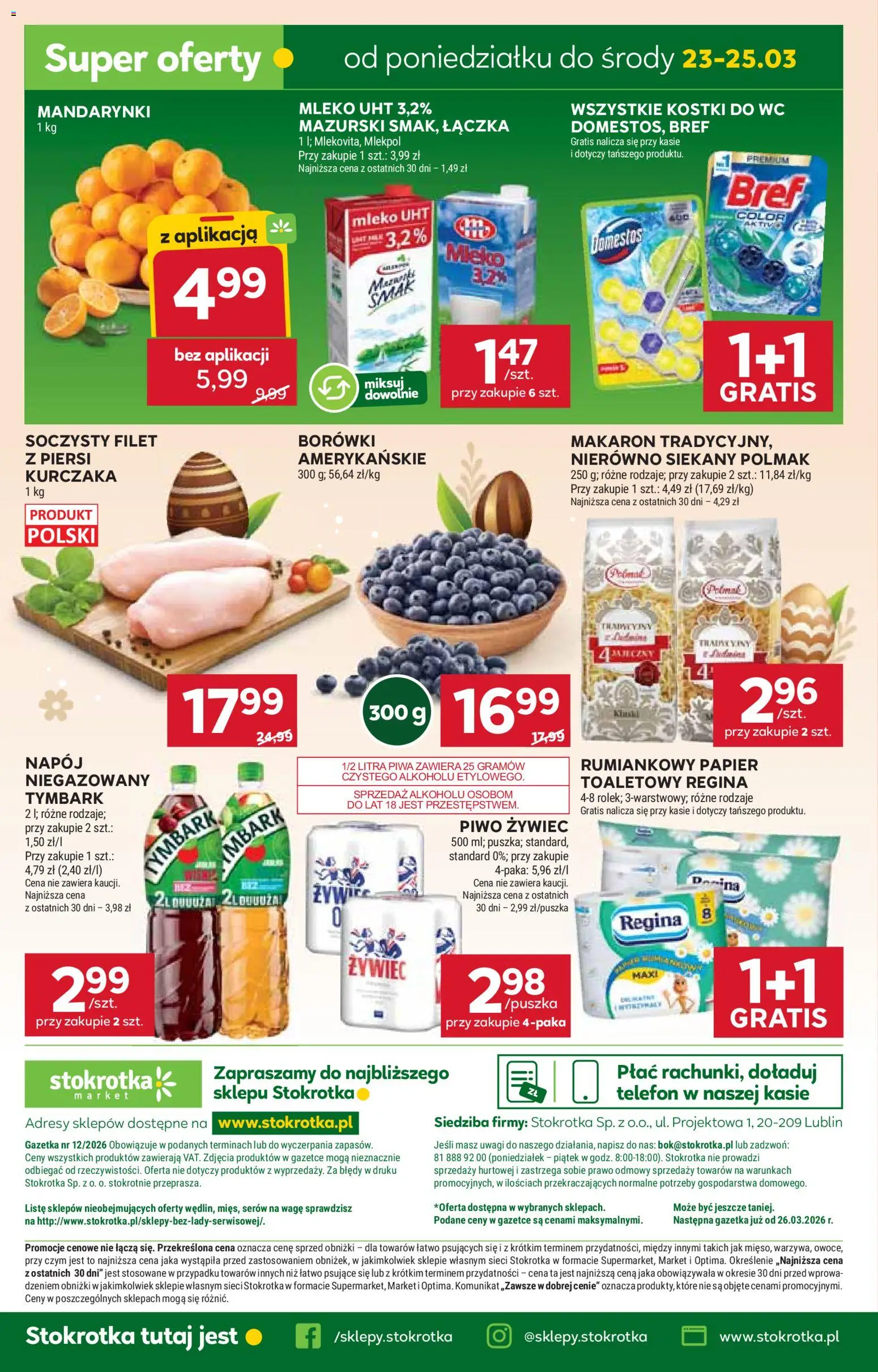 Stokrotka gazetka - Market od 19.03.2026 | Strona: 30 | Produkty: Kostki do wc, Domestos, Mleko, Makaron