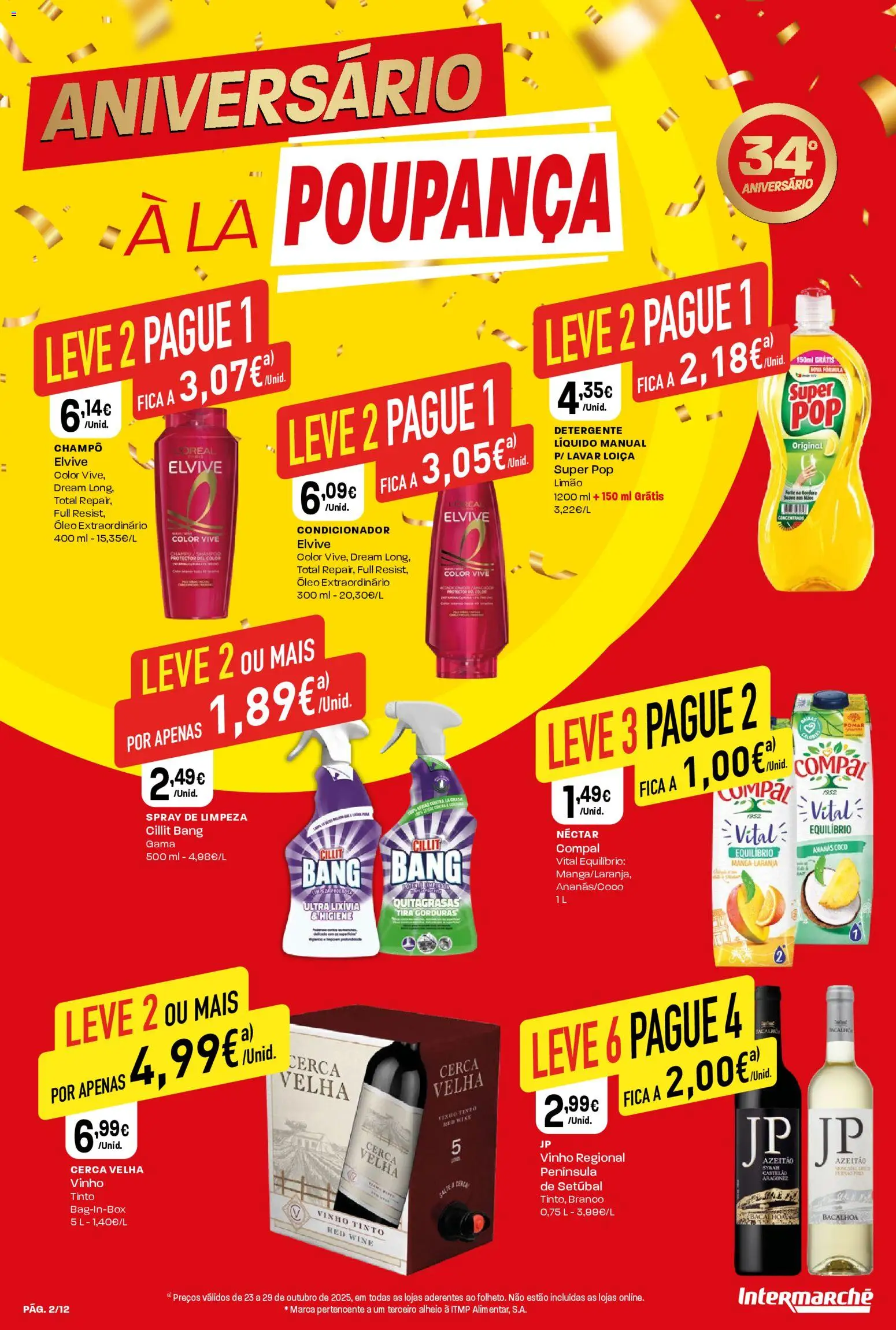 Intermarché Folheto Mini │ válido de 23.10.2025 | Página: 2 | Produtos: Detergente, Óleo, Vinho, Vinho tinto