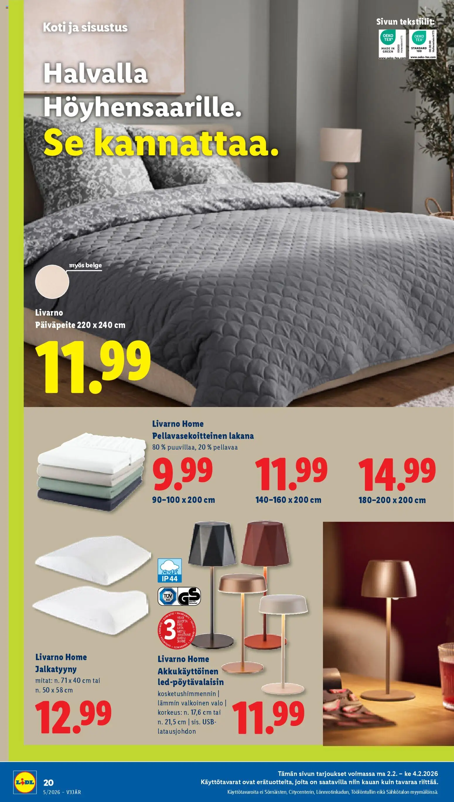 Lidl tarjoukset - Helsinki – voimassa 29.01.2026 alkaen | Sivu: 26 | Tuotteet: USB, Päiväpeite, Lakana