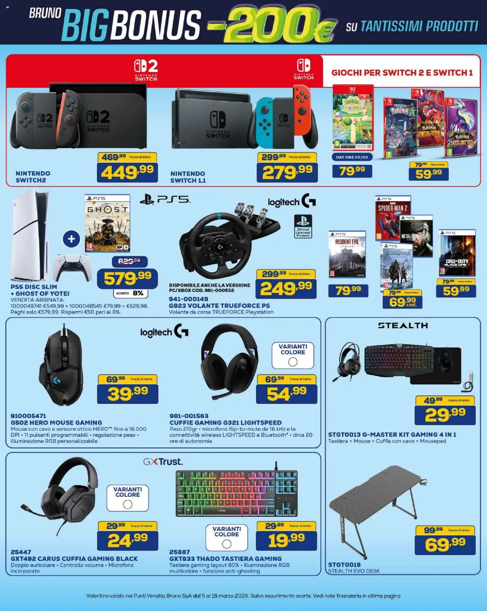 Volantino BRUNO del 05.03.2026 | Pagina: 24 | Prodotti: Mouse, Tastiera, Cuffie, Microfono