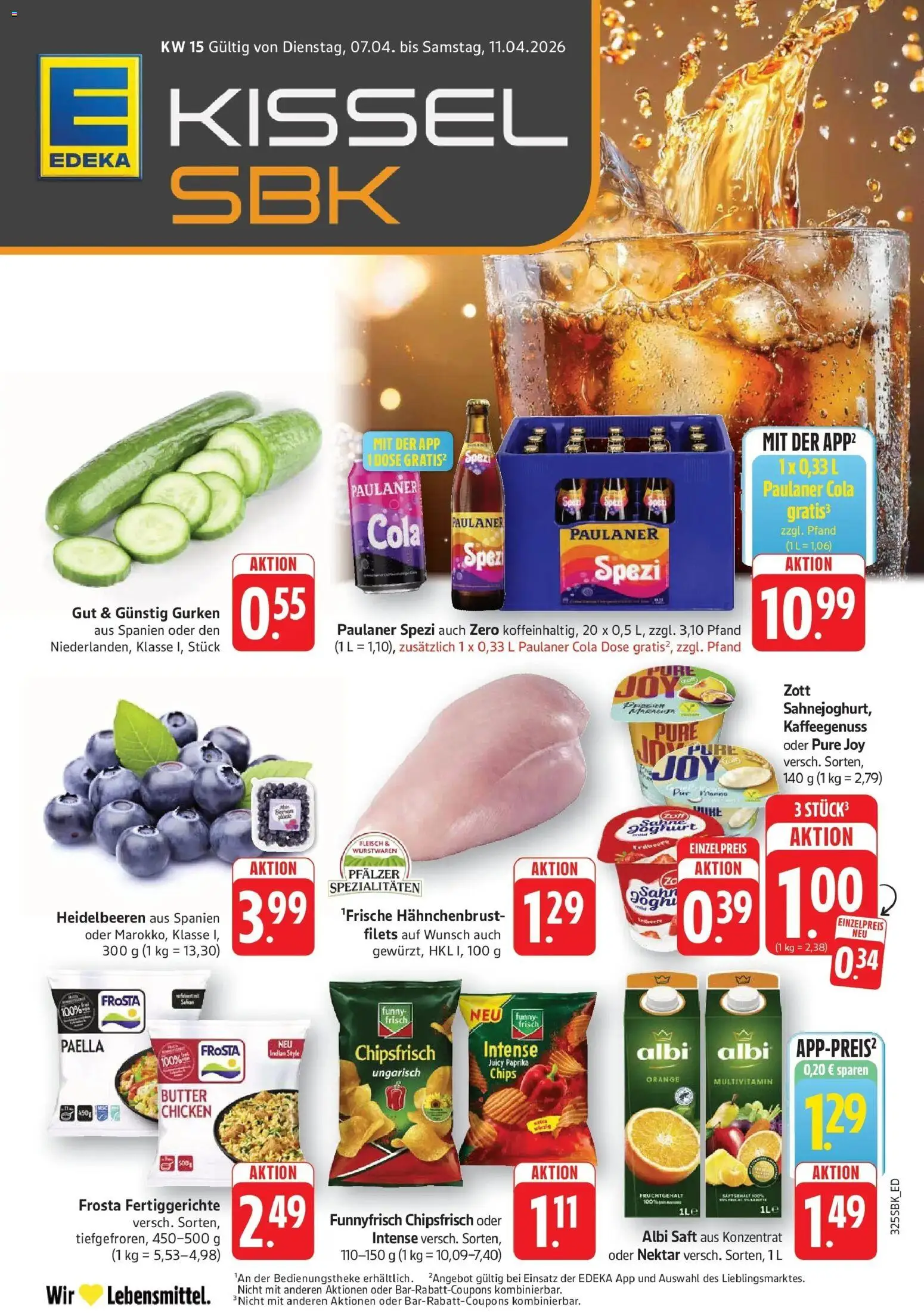 Edeka prospekt Walldorf	 – gültig ab 05.04.2026 | Seite: 1 | Produkte: Paulaner spezi, Funny frisch, Heidelbeeren, Gurken