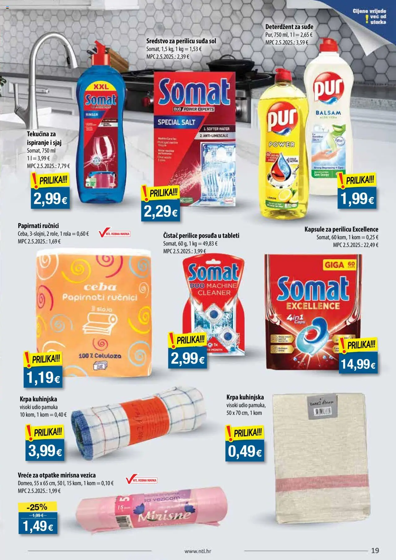NTL katalog | vrijedi od 30.07.2025 | Stranica: 19 | Proizvodi: Krpa, Deterdžent, Sol, Somat