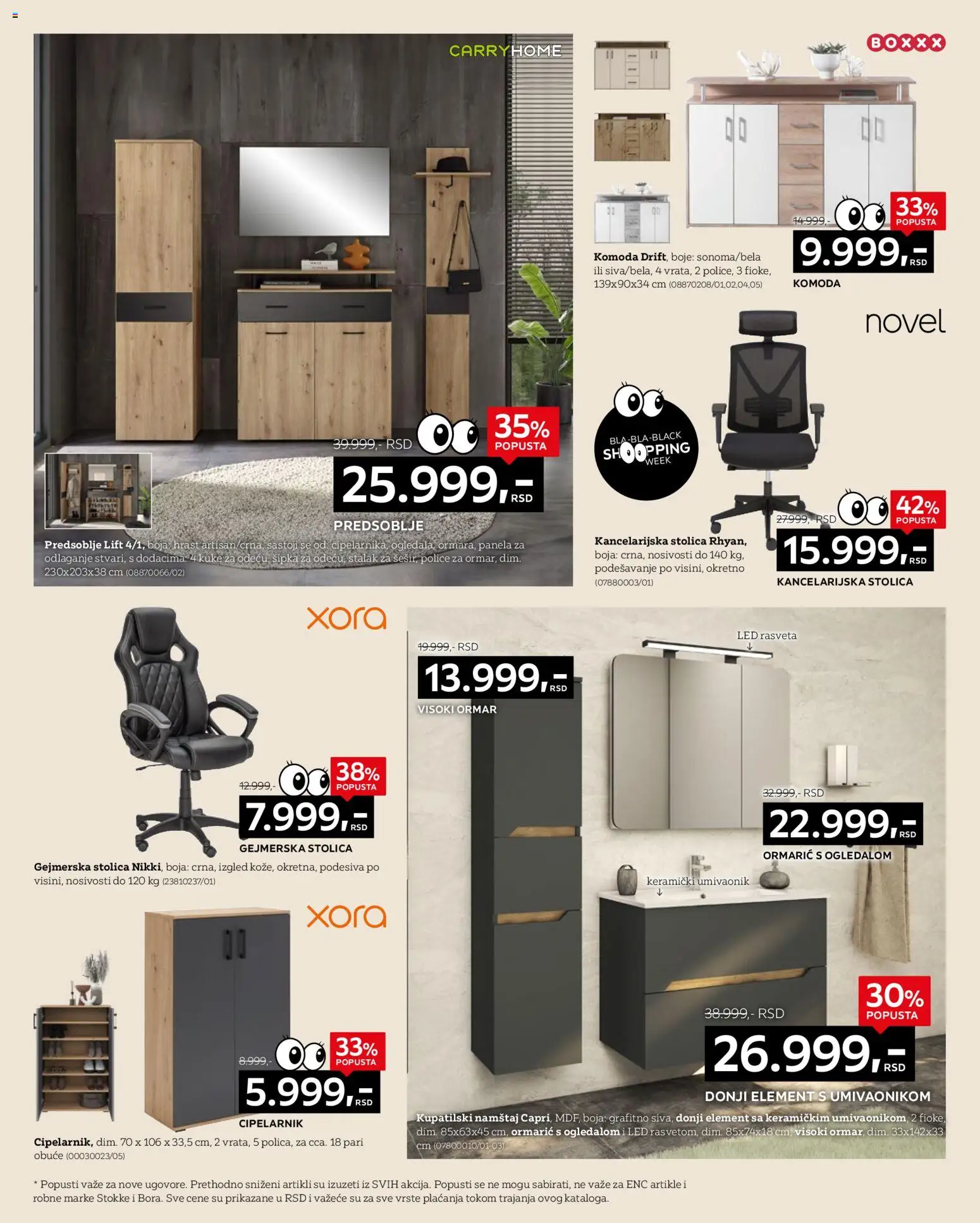 Lesnina XXXL katalog - važi od 21.11.2025 | Strana: 16 | Proizvode: Komoda, Ormar, Kancelarijska stolica, Gejmerska stolica