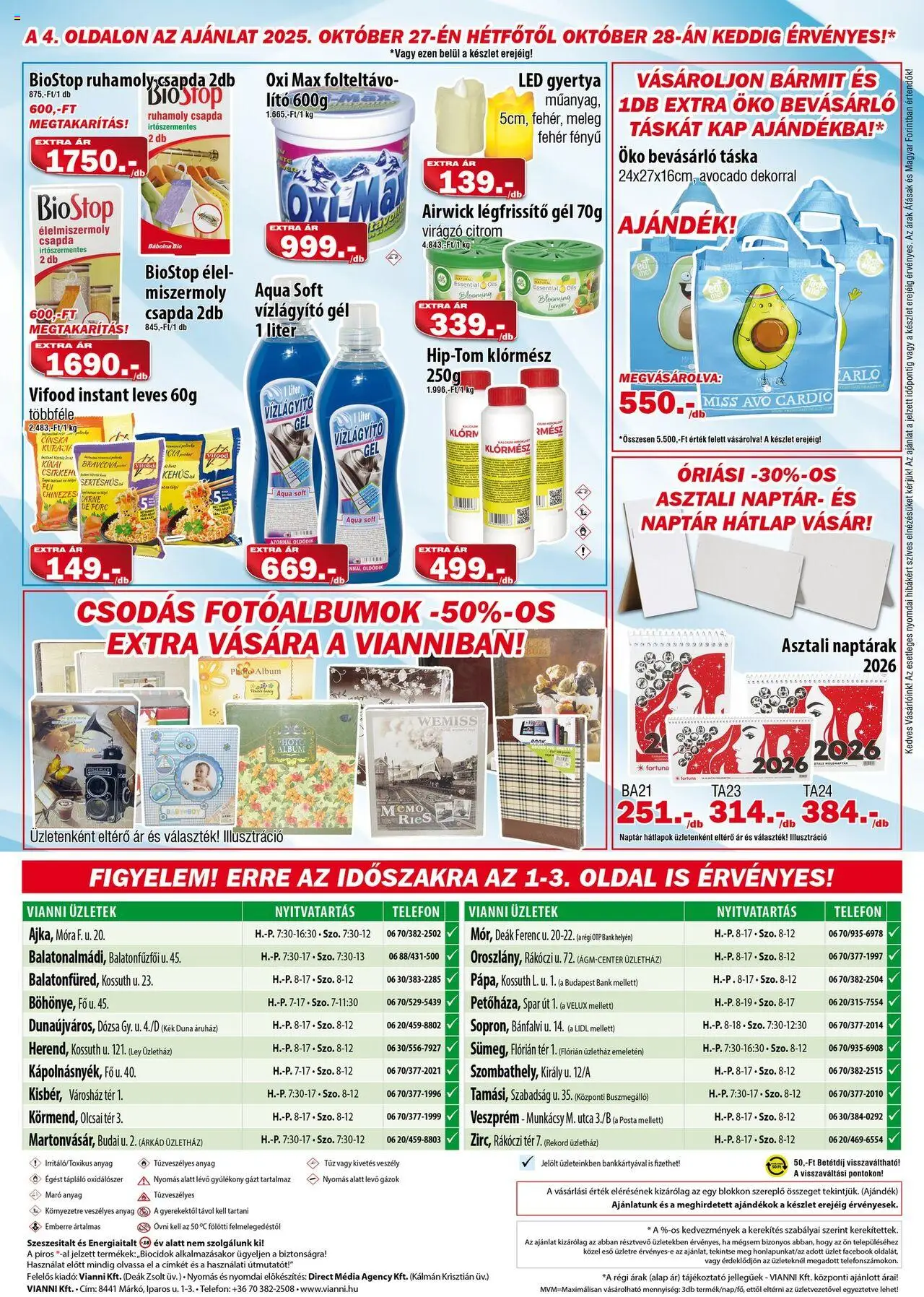 Vianni akciós ujság - amely érvényes a következő dátumtól: 15.10.2025 | Oldal: 4 | Termékek: Telefon, Táska, Gyertya, Sertéshús