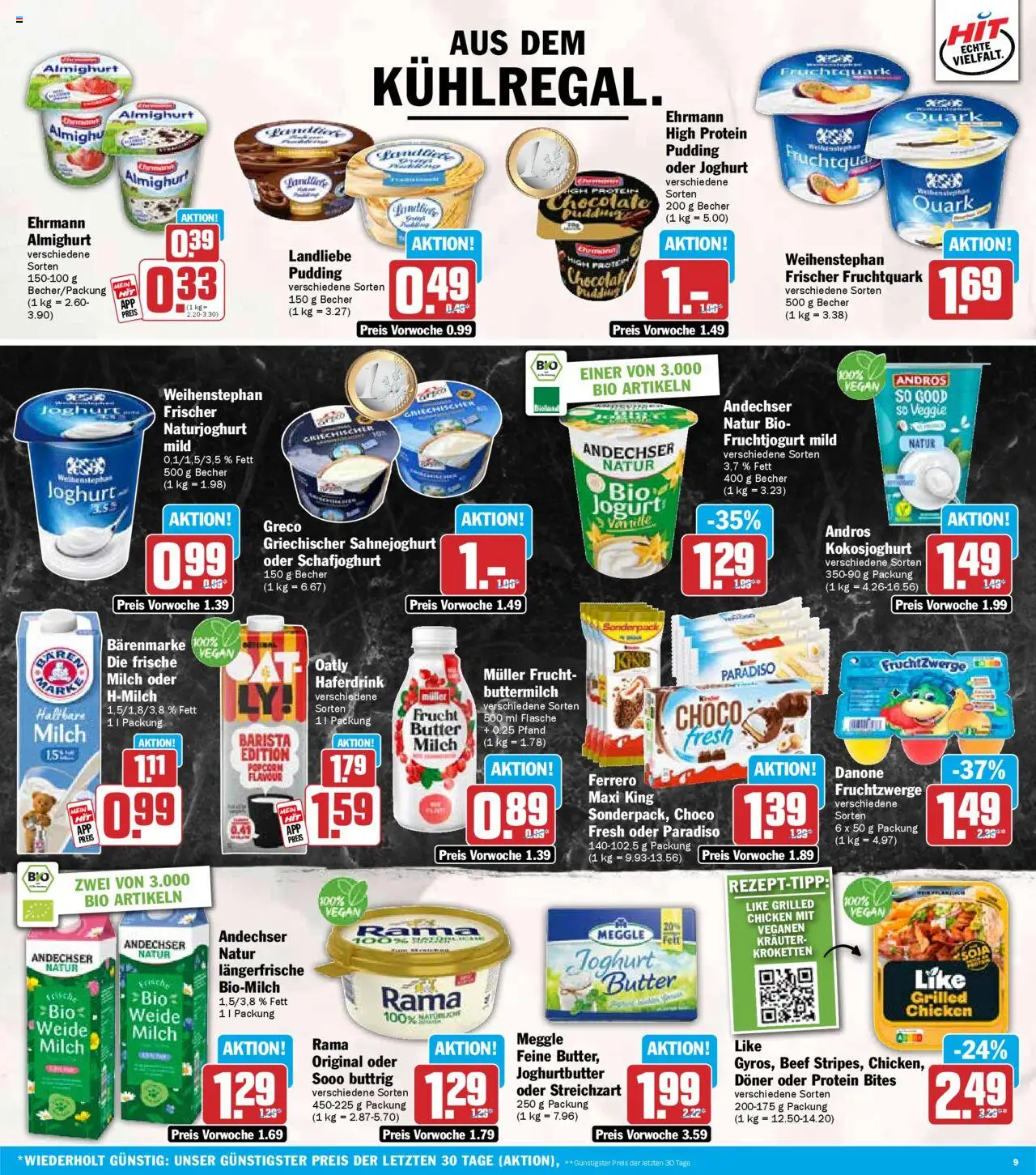 HIT - Bayern – gültig ab 29.09.2025 | Seite: 9 | Produkte: Buttermilch, Rama, Quark, Pudding