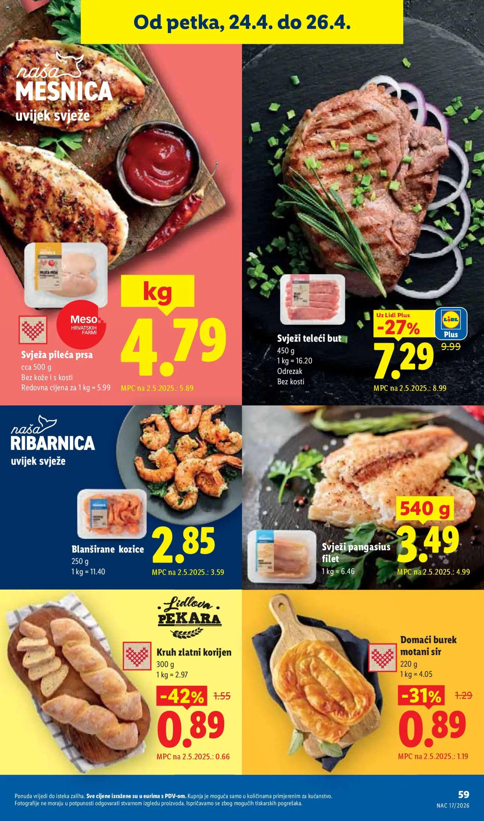 Lidl katalog | vrijedi od 20.04.2026 | Stranica: 59 | Proizvodi: Kruh, Meso, Kozice, Pileća prsa