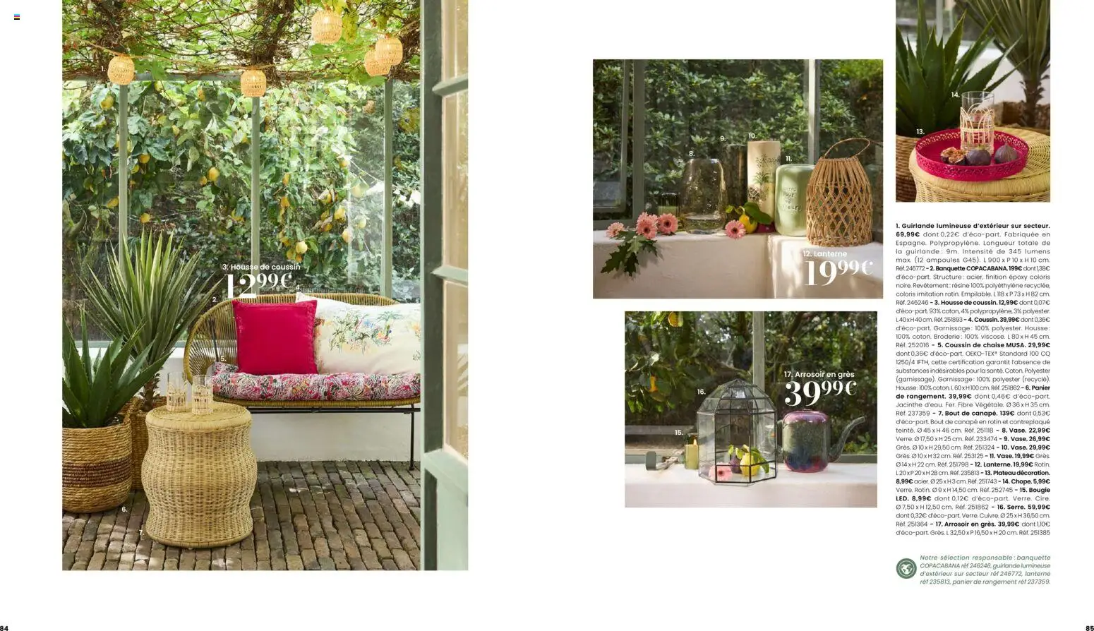 {H1} | Page: 43 | Produits: Guirlande lumineuse, Canapé, Chaise, Panier